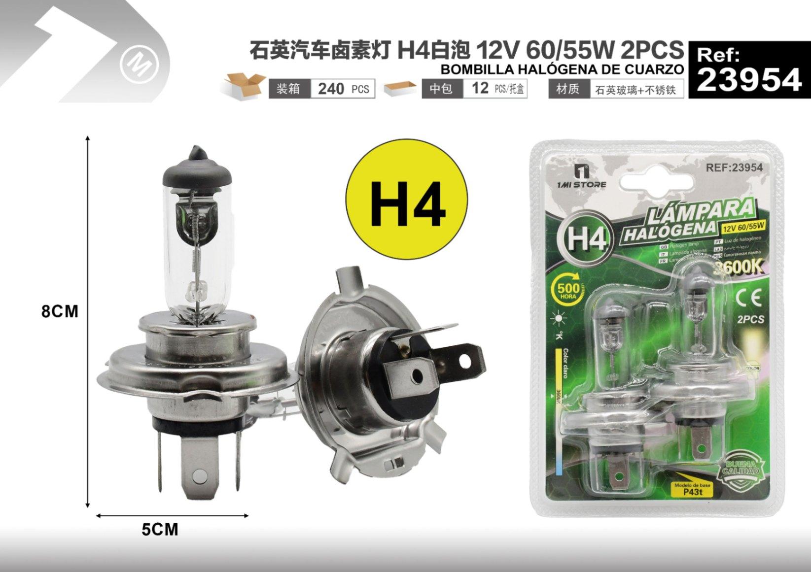 Lámparas halógenas, modelo H4, 12 V, 55 W, 2 piezas, color blanco