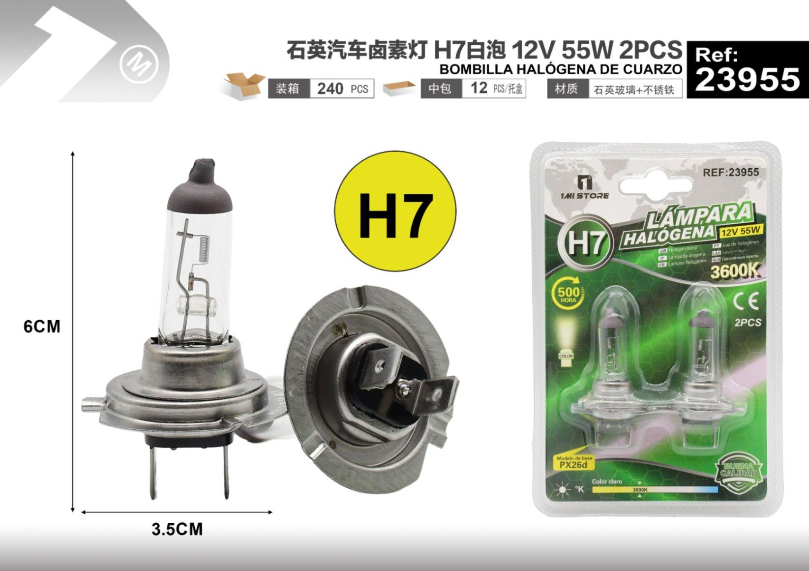 Lámparas halógenas, modelo H7, 12 V, 55 W, 2 piezas, color blanco