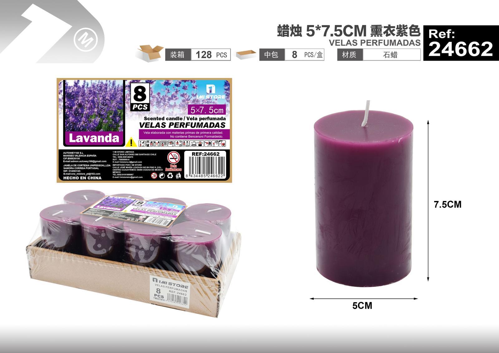 Vela, 5 × 7,5 cm, color morado, modelo 24662