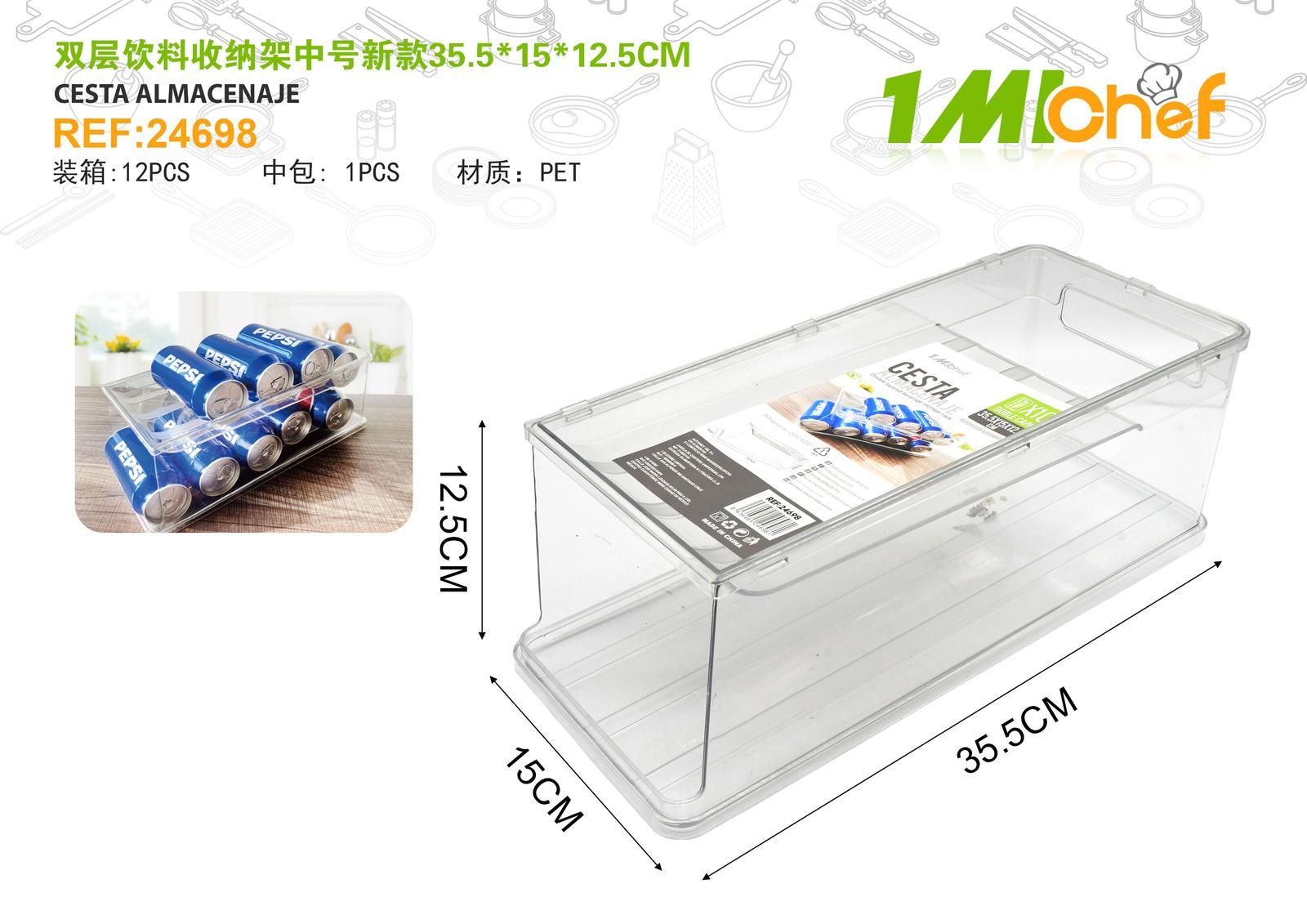 Caja de almacenamiento de PET, 35,5 × 15 × 12,5 cm