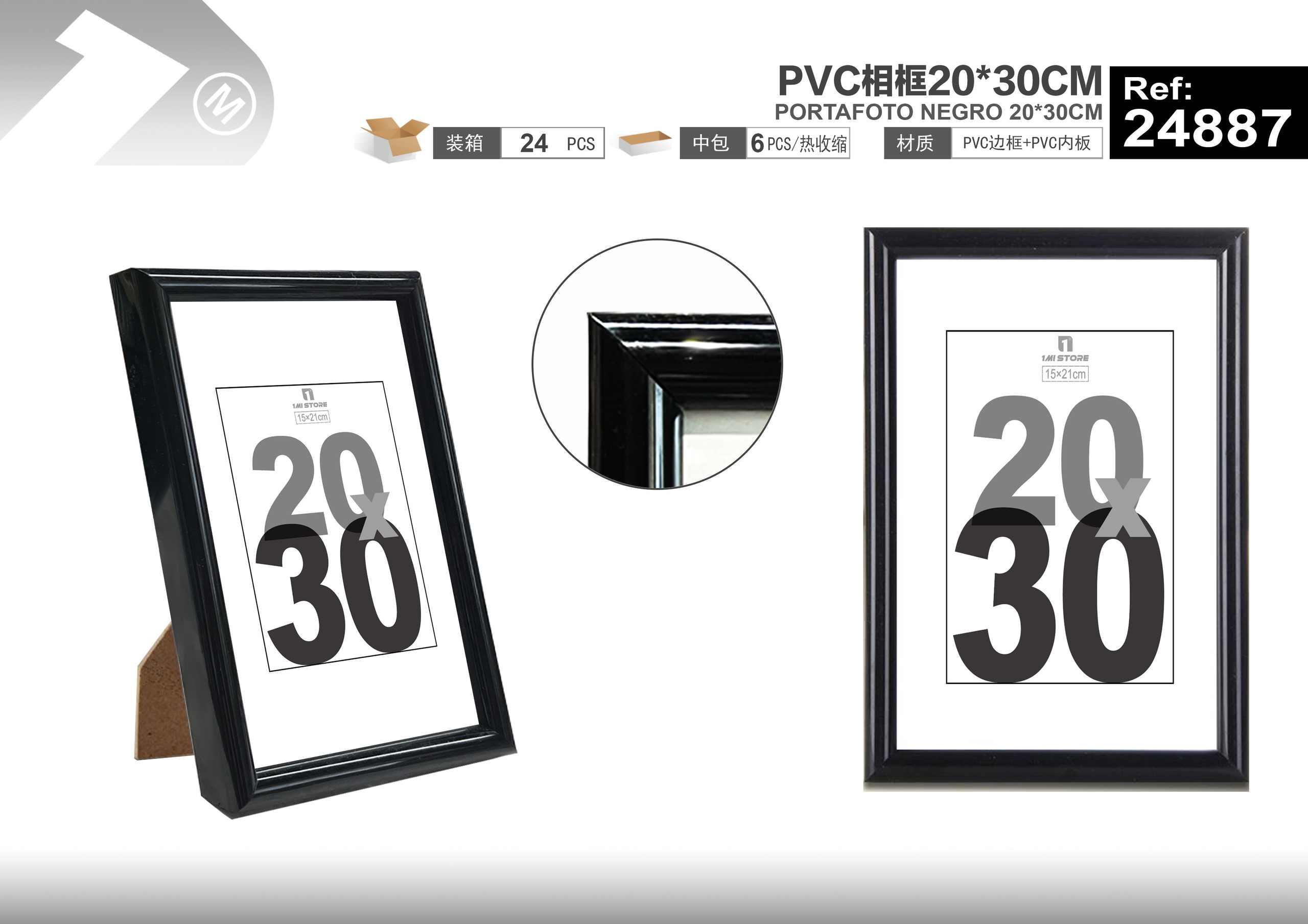 Marcos de fotos de plástico, 20 × 30 cm, modelo 24887