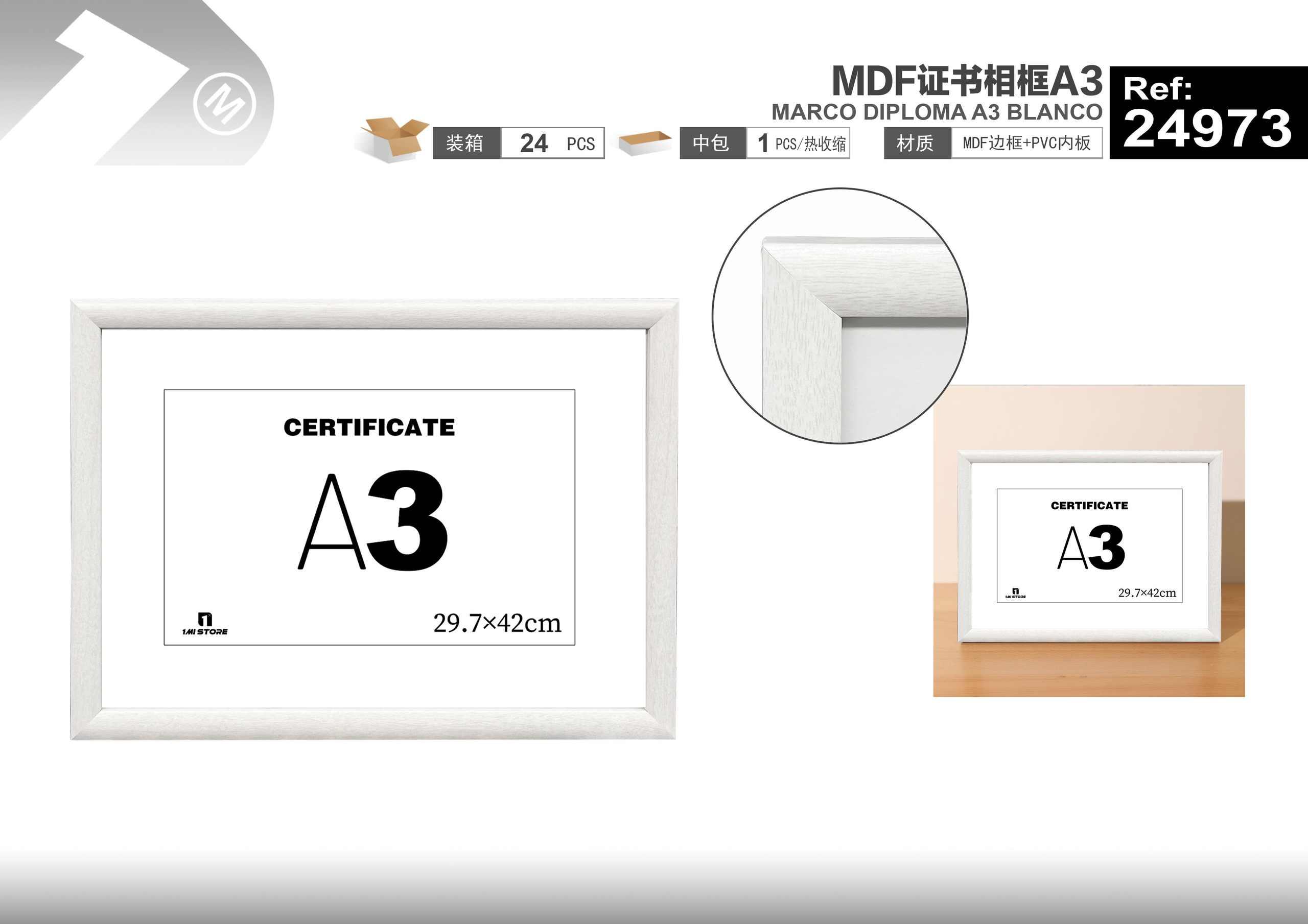 Marco para certificados, modelo A3, modelo 24973