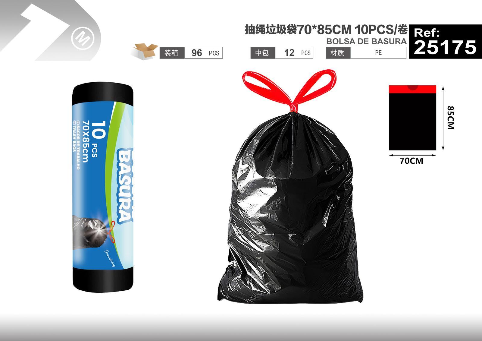 Bolsas de basura, 70 × 85 cm, 80 L, 220 g, 10 piezas