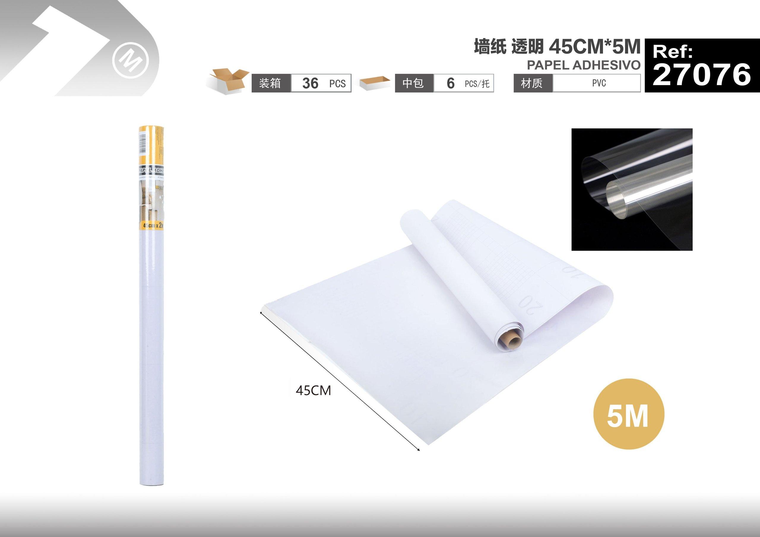 Papel tapiz monocromático, 45 cm, 5 m, color transparente