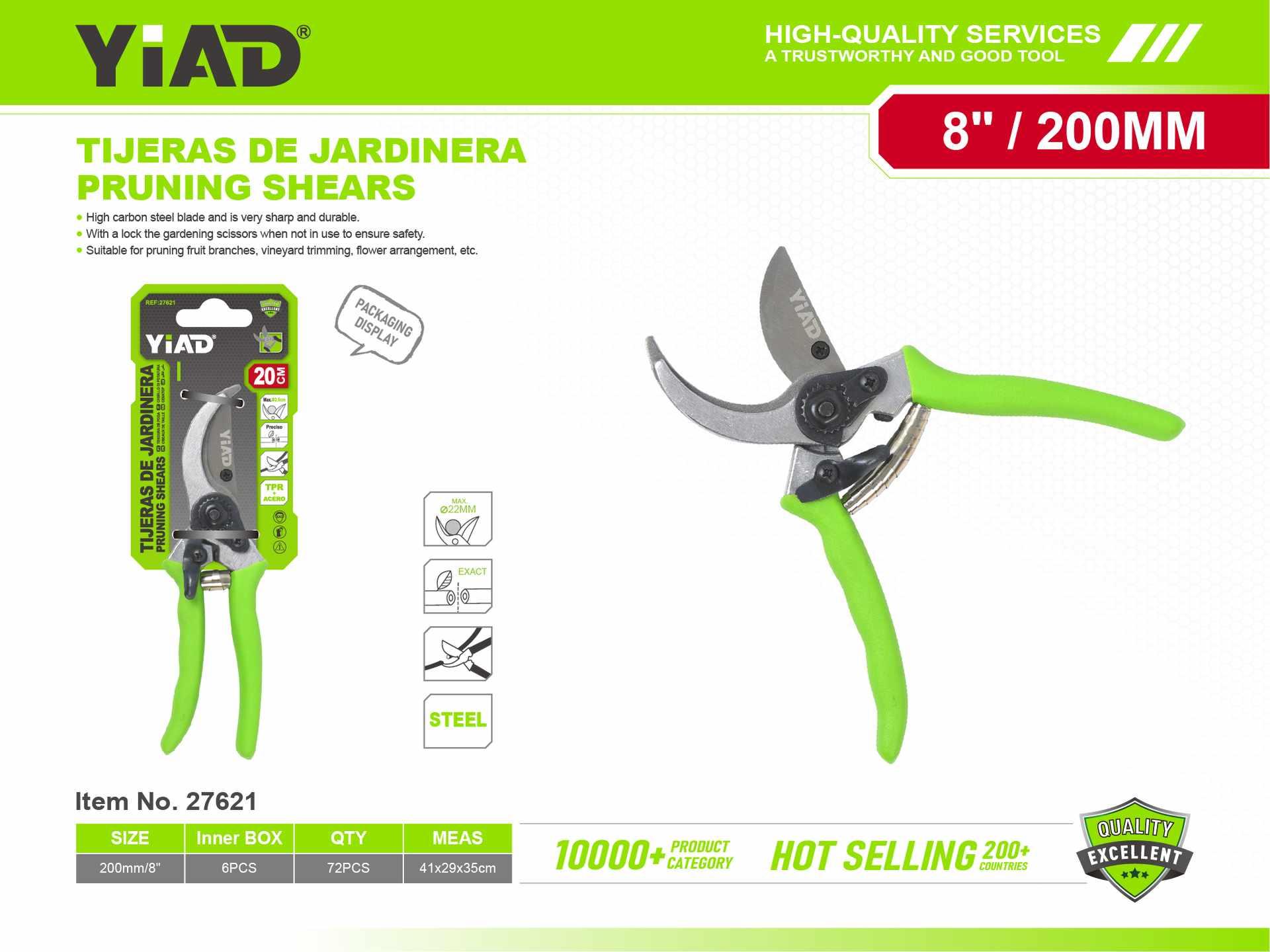 Tijeras de podar, 20 cm, ref. 27621