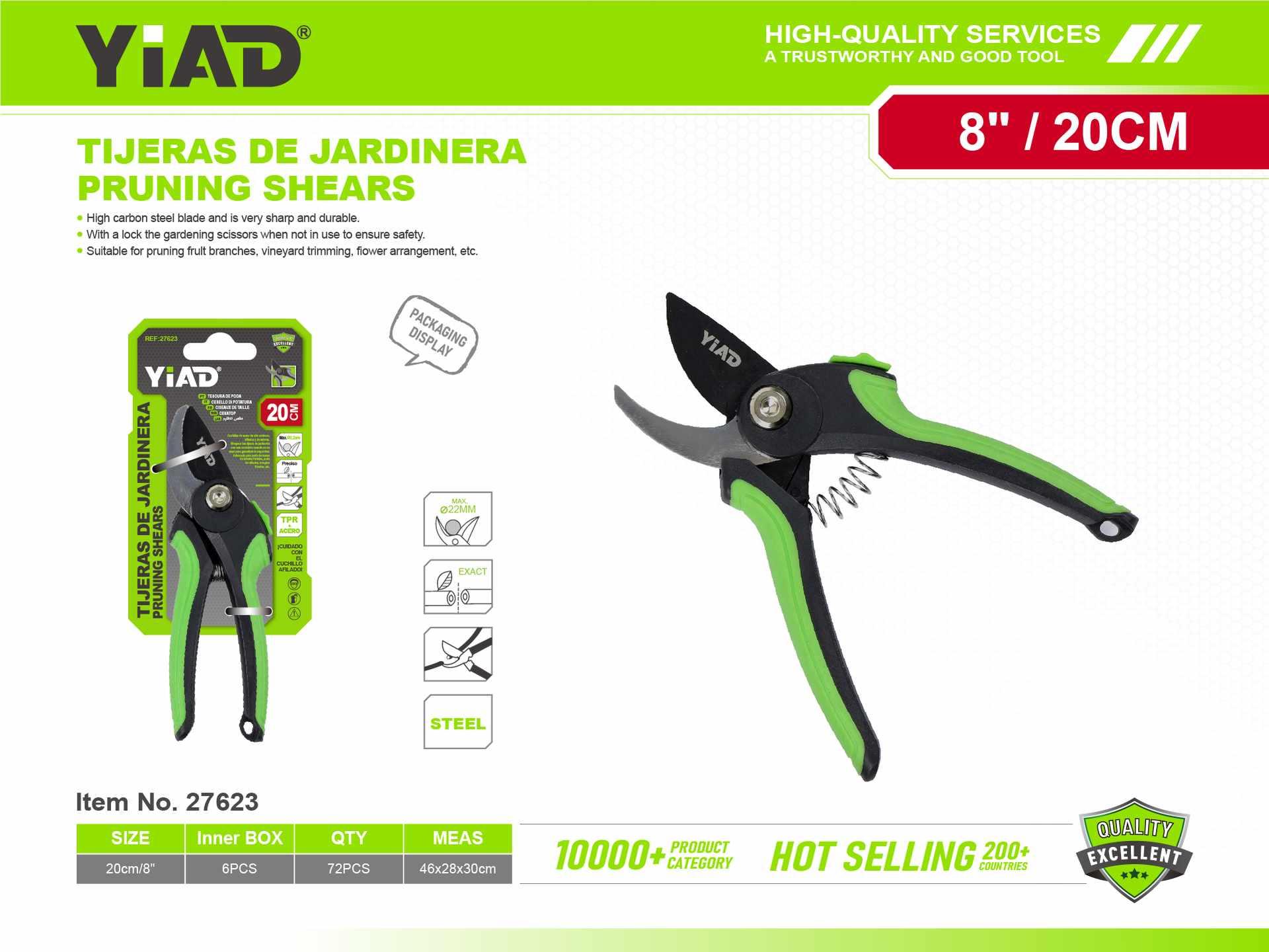 Tijeras de podar, 20 cm, ref. 27623