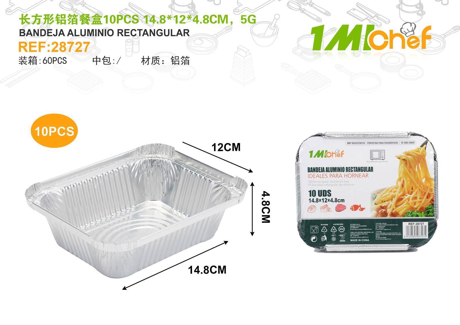 Lonchera de papel aluminio, 14,8 × 12 × 4,8 cm, 5 g, 10 piezas