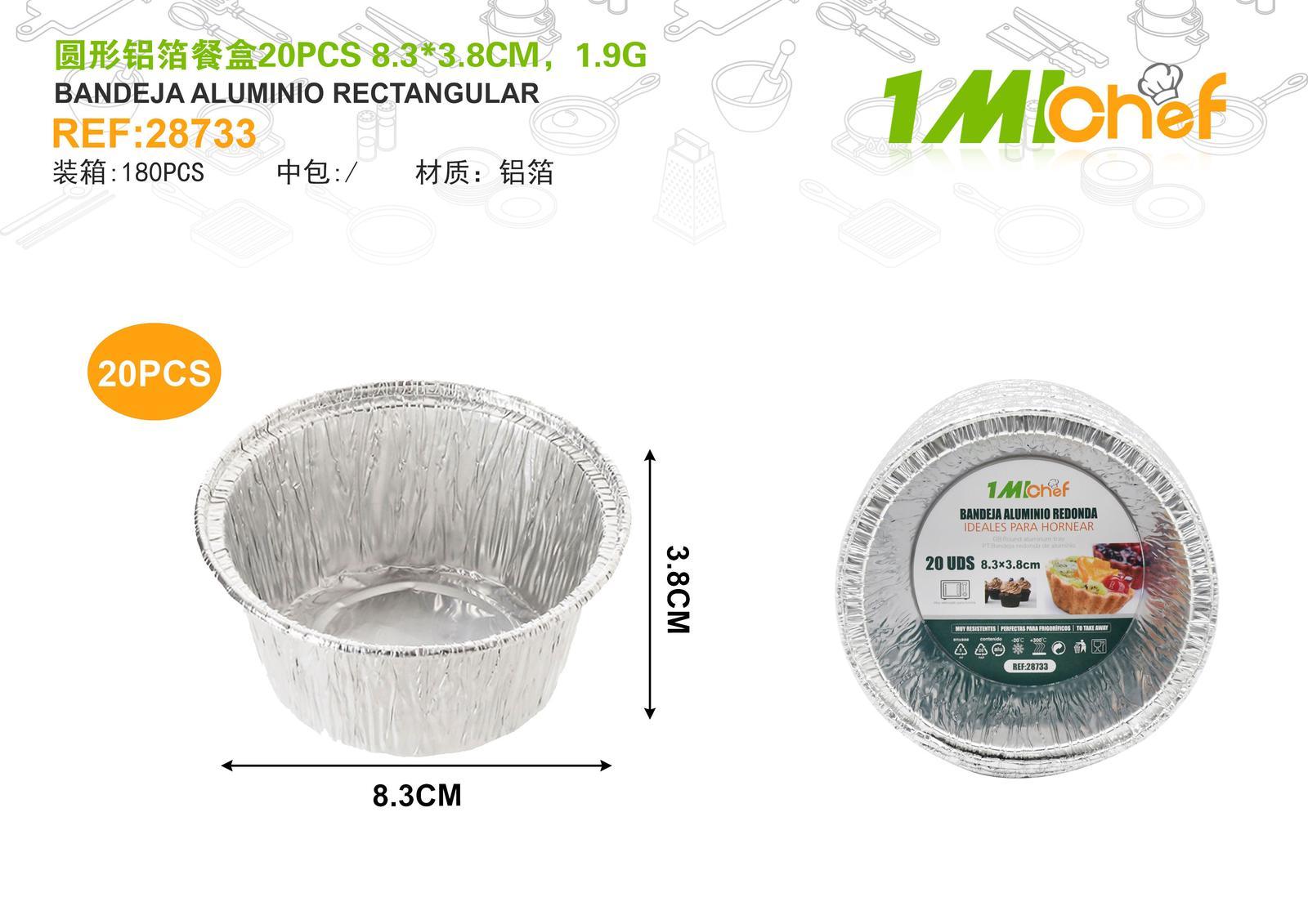 Lonchera de papel aluminio, 8,3 × 3,8 cm, 1,9 g, 20 piezas