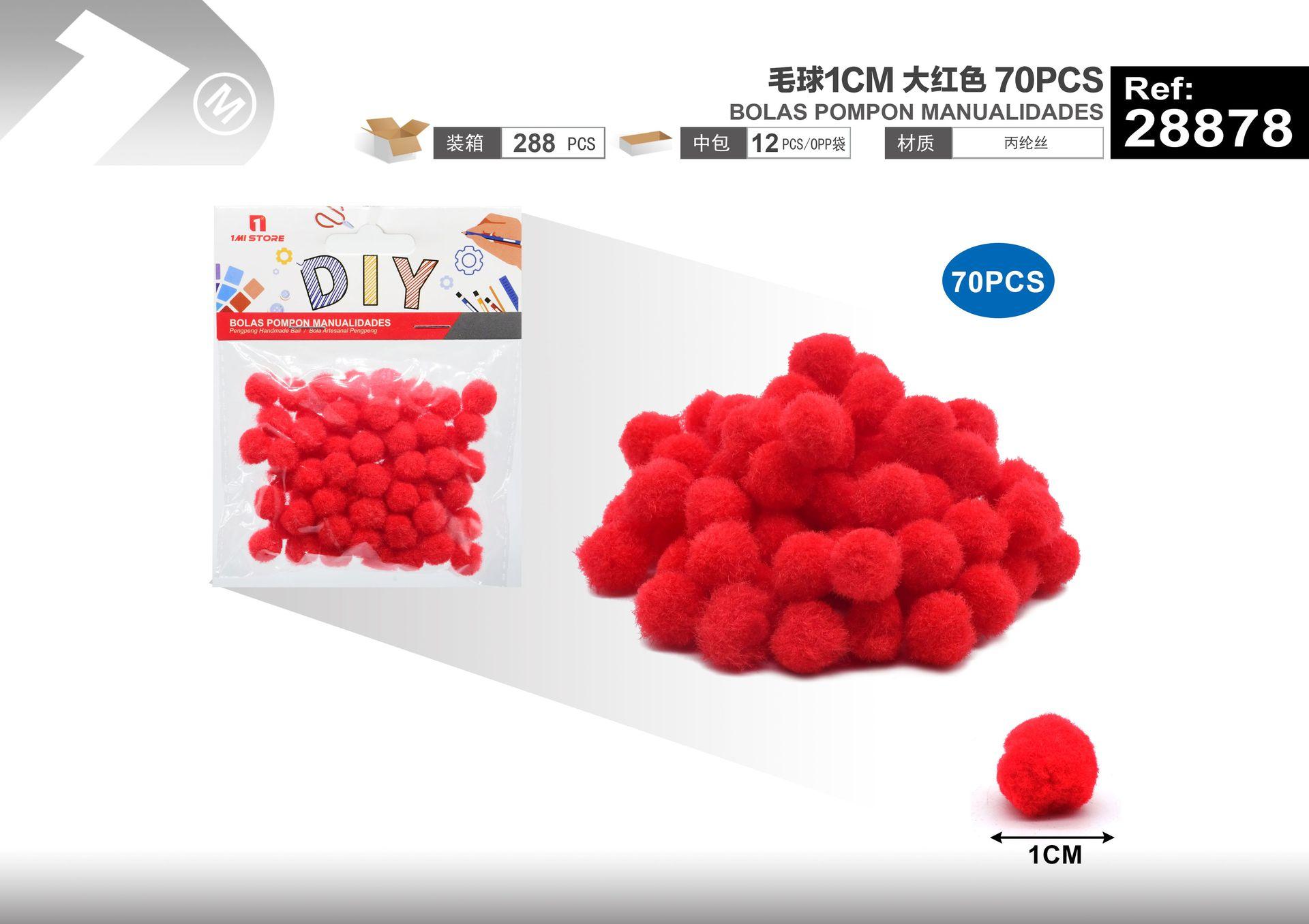 bola de pelo, 1 cm, 70 piezas, color rojo, modelo 28878