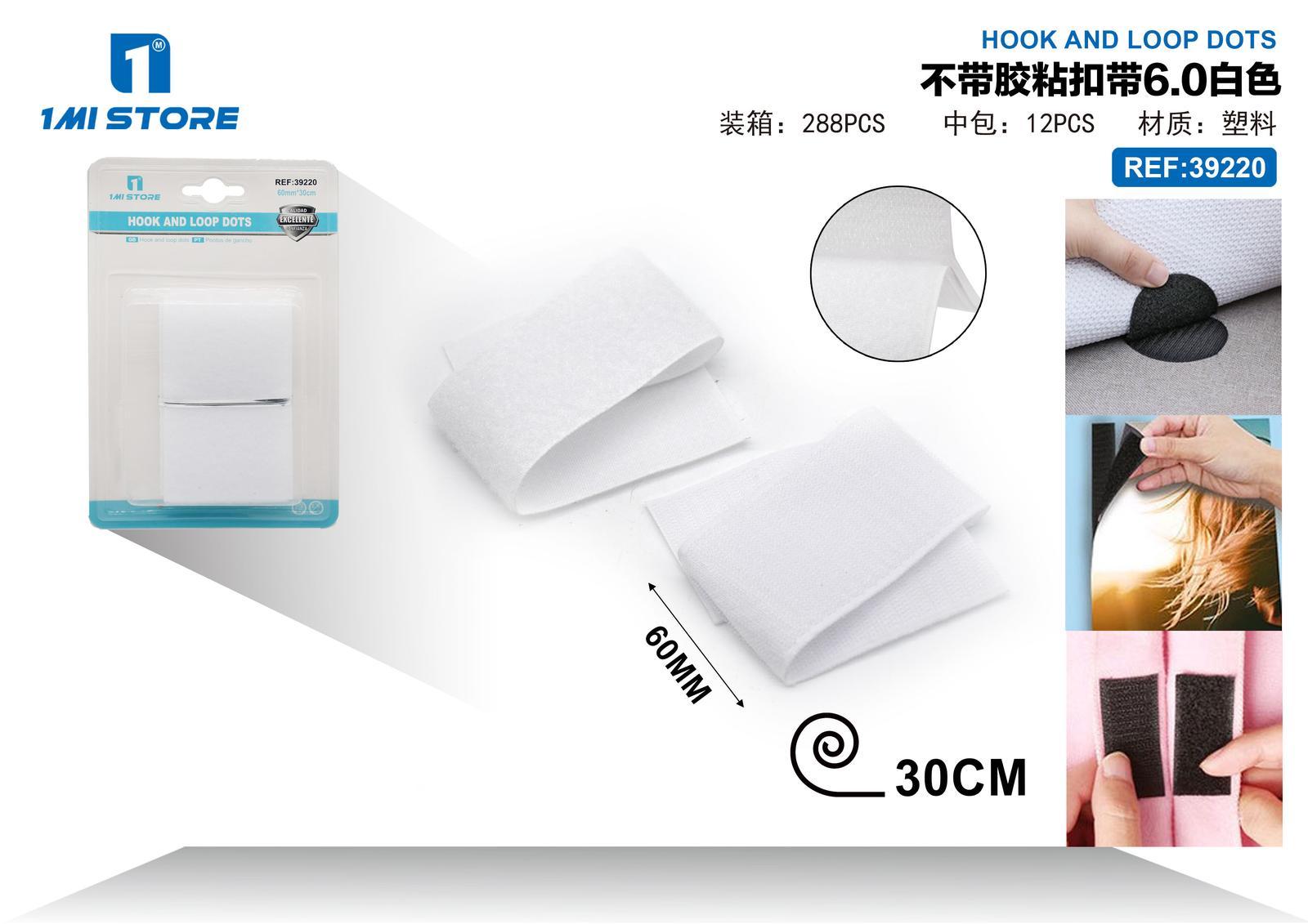Cinta de gancho y bucle (velcro), color blanco, modelo 39220