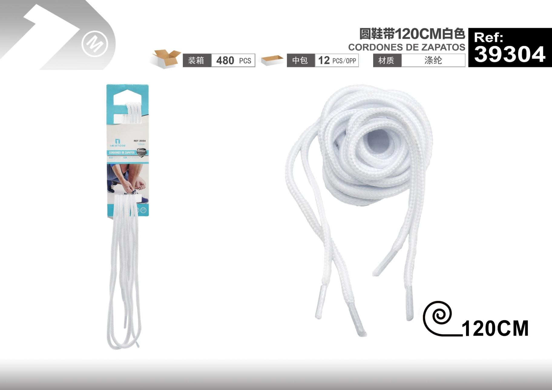 Cordones para zapatos, 120 cm, color blanco, modelo 39304