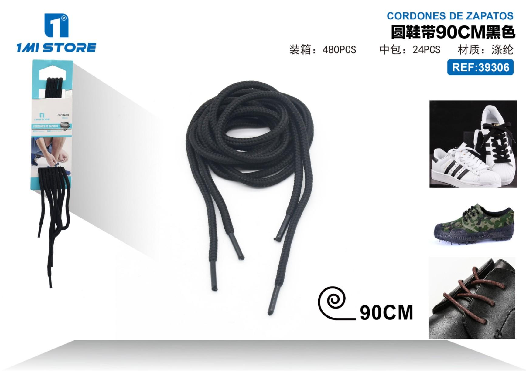 Cordones para zapatos, 90 cm, color negro, modelo 39306
