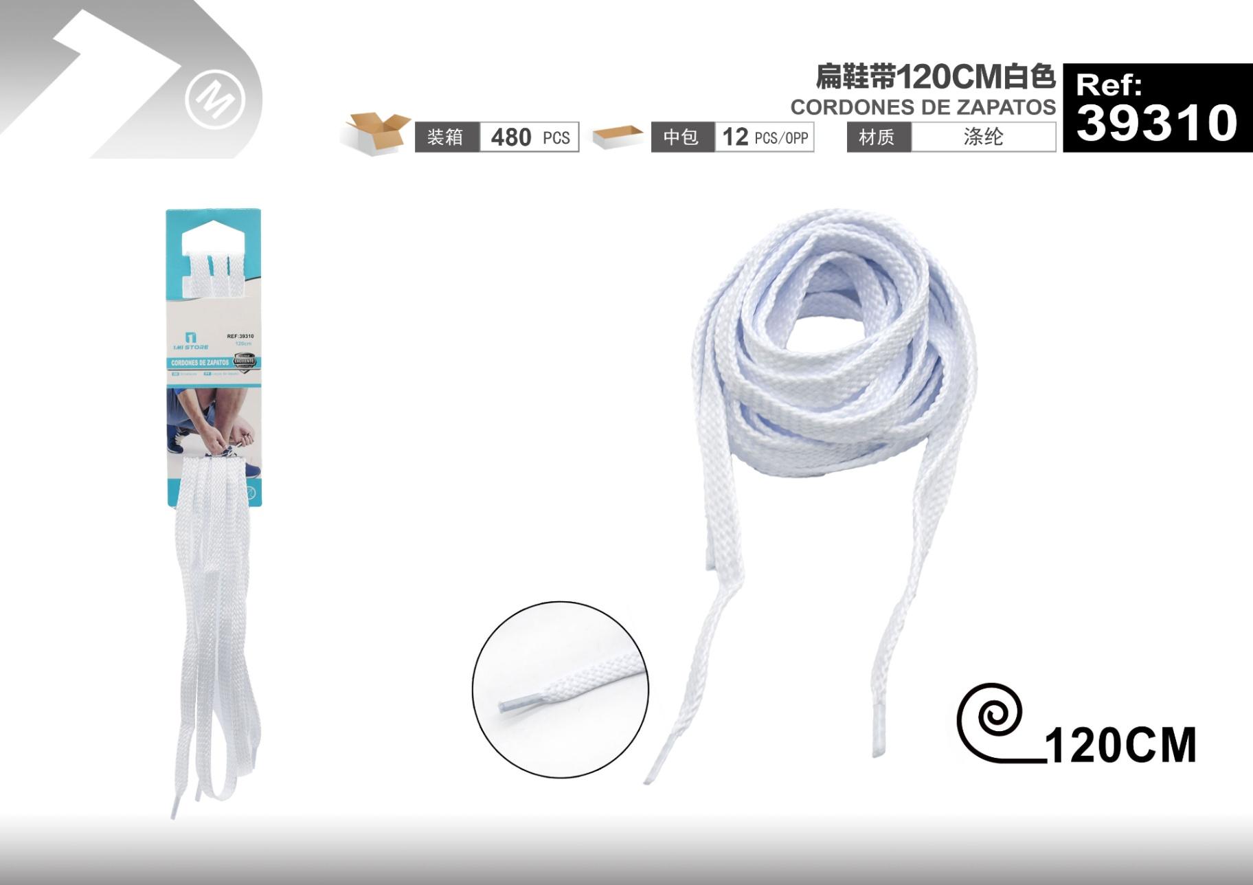 Cordones para zapatos, 120 cm, color blanco, modelo 39310