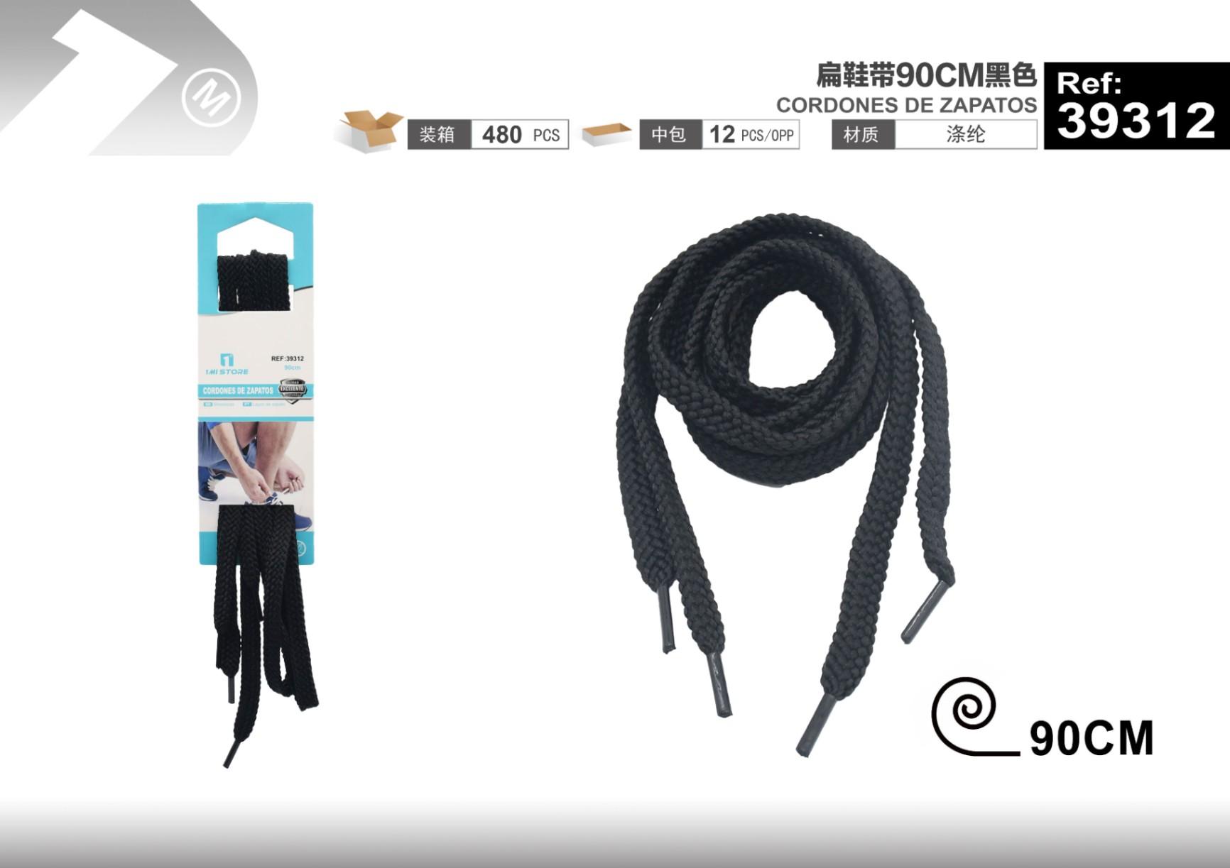 Cordones para zapatos, 90 cm, color negro, modelo 39312