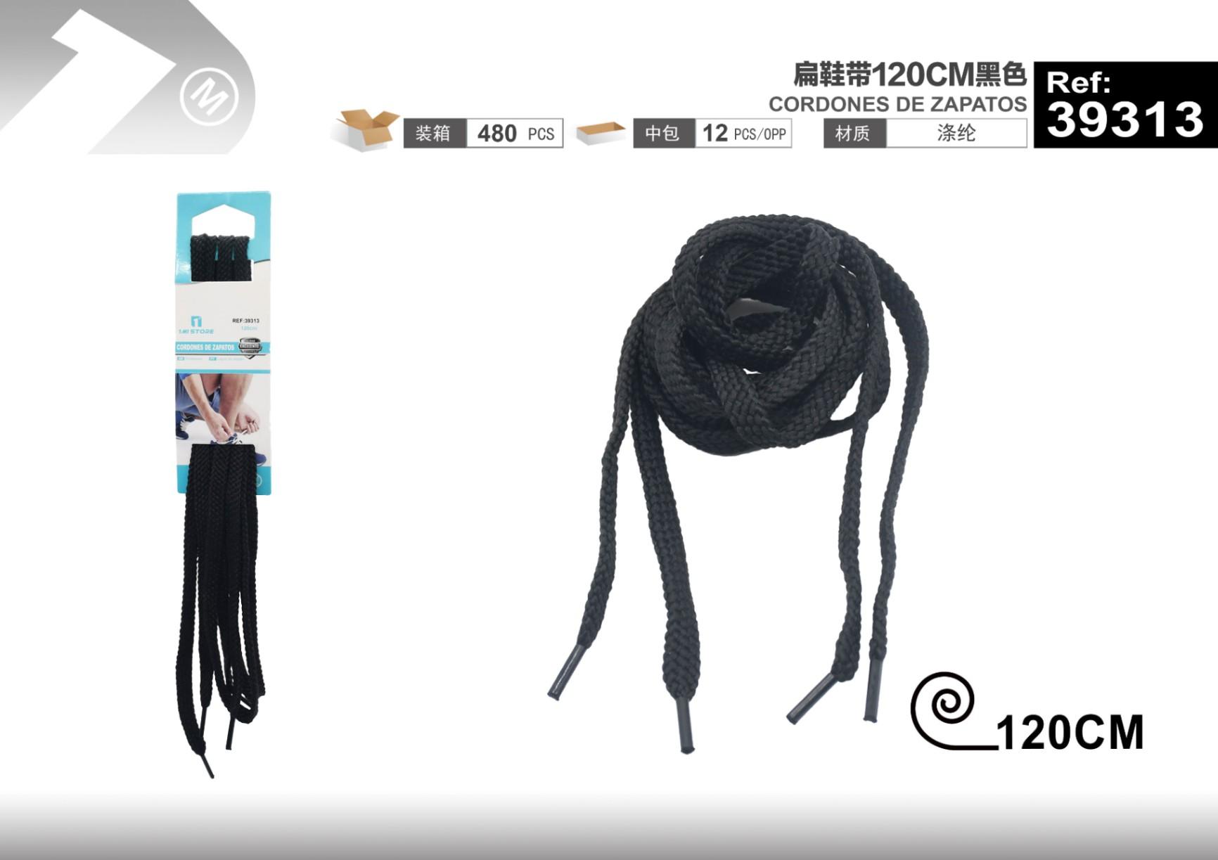 Cordones para zapatos, 120 cm, color negro, modelo 39313