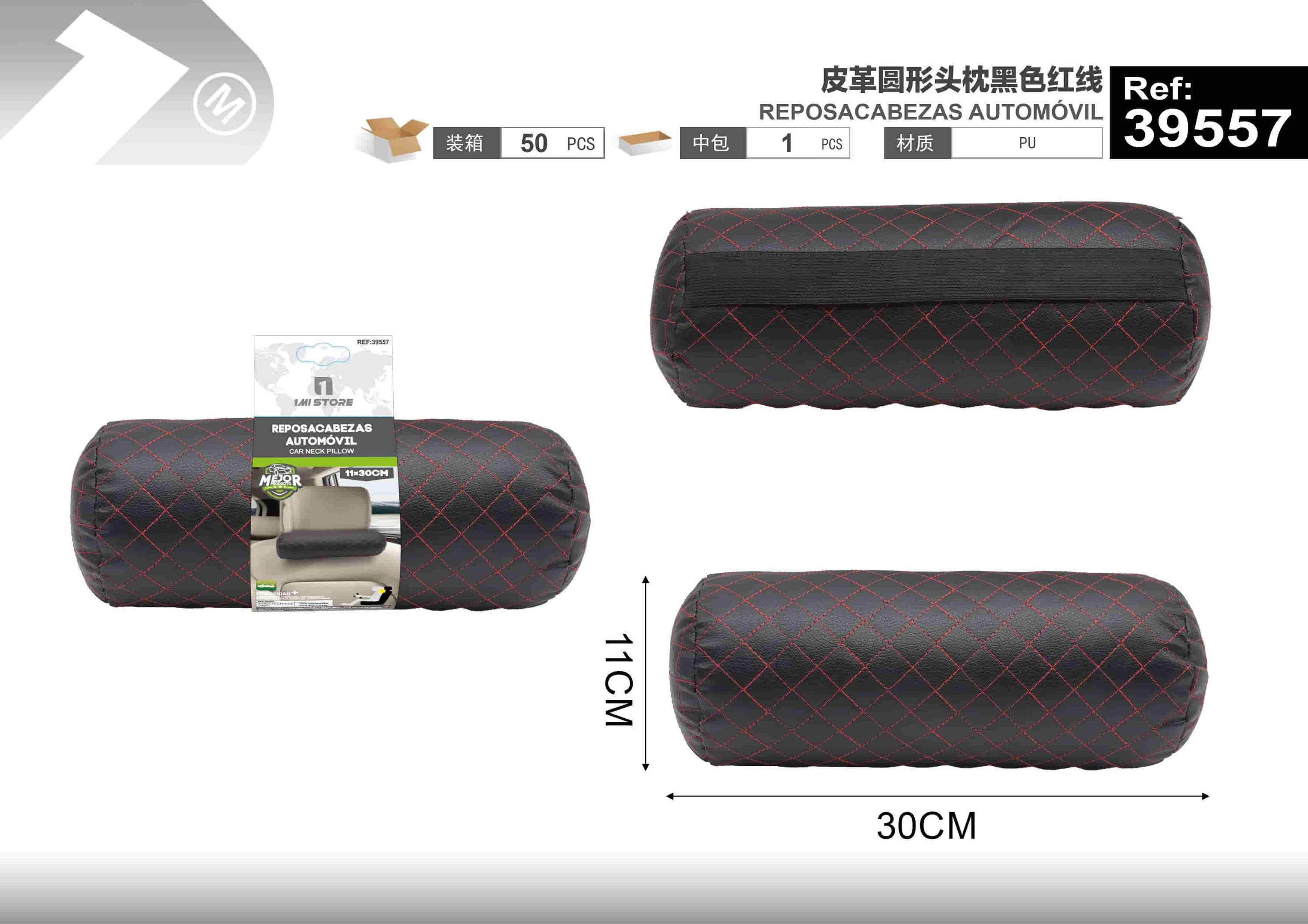 Almohada para el cuello y soporte lumbar para el coche., colores rojo y negro, modelo 39557