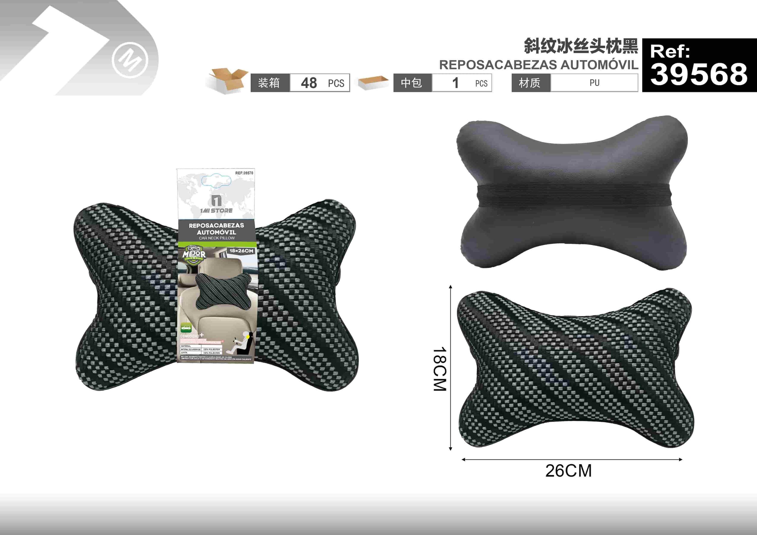 Almohada para el cuello y soporte lumbar para el coche., color negro, modelo 39568