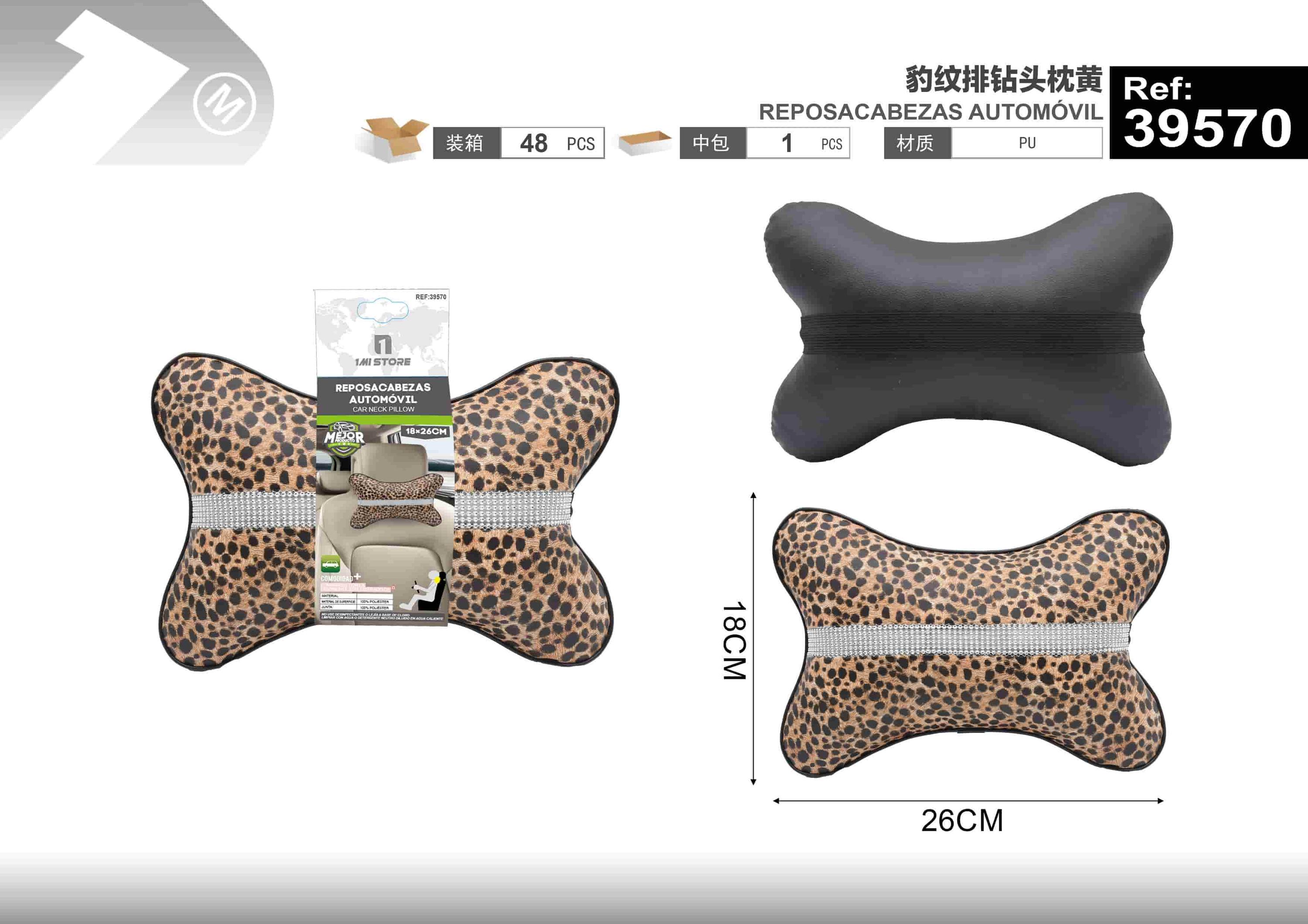Almohada para el cuello y soporte lumbar para el coche., color amarillo