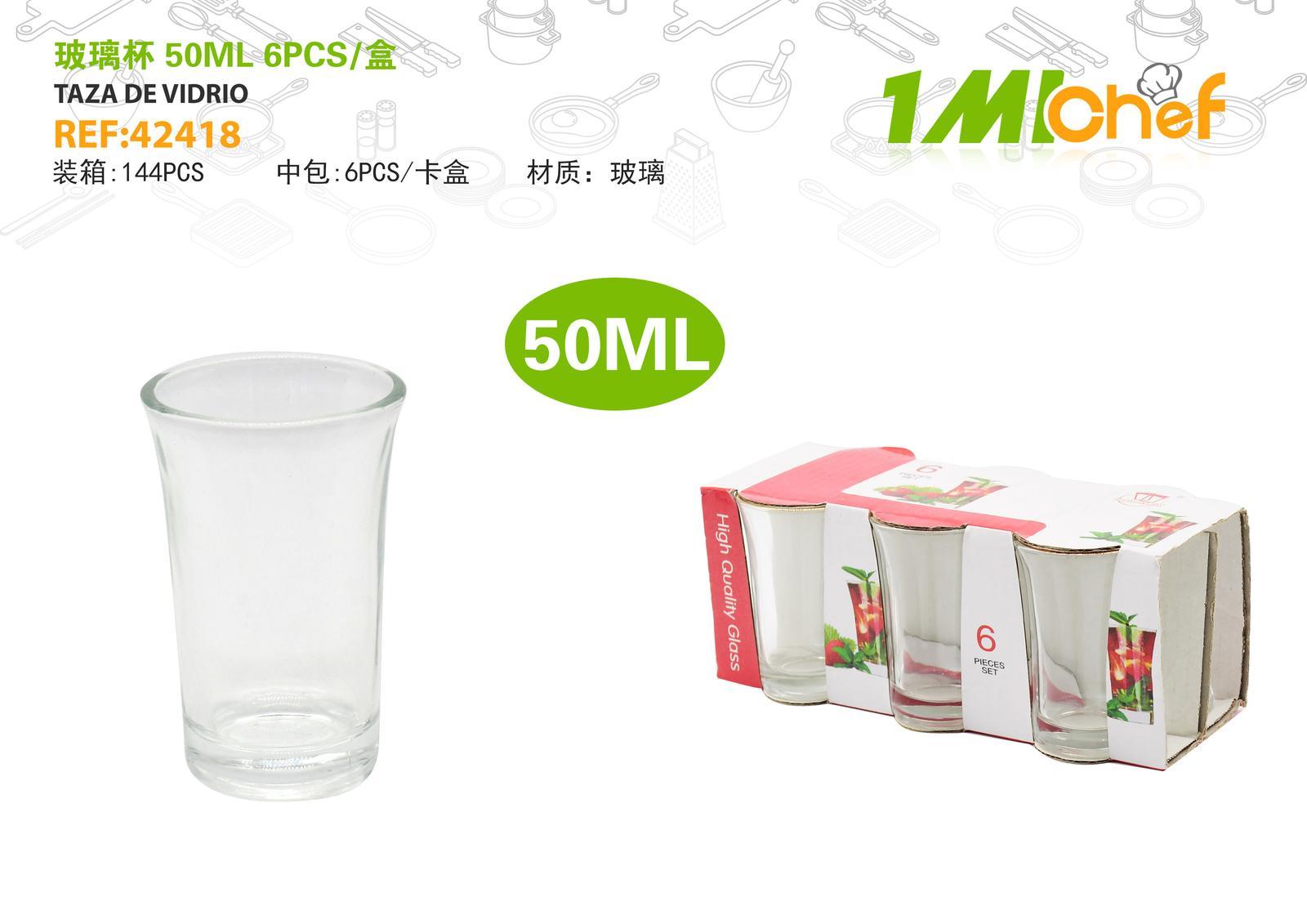 Vaso de vidrio, 50 ml, 6 piezas