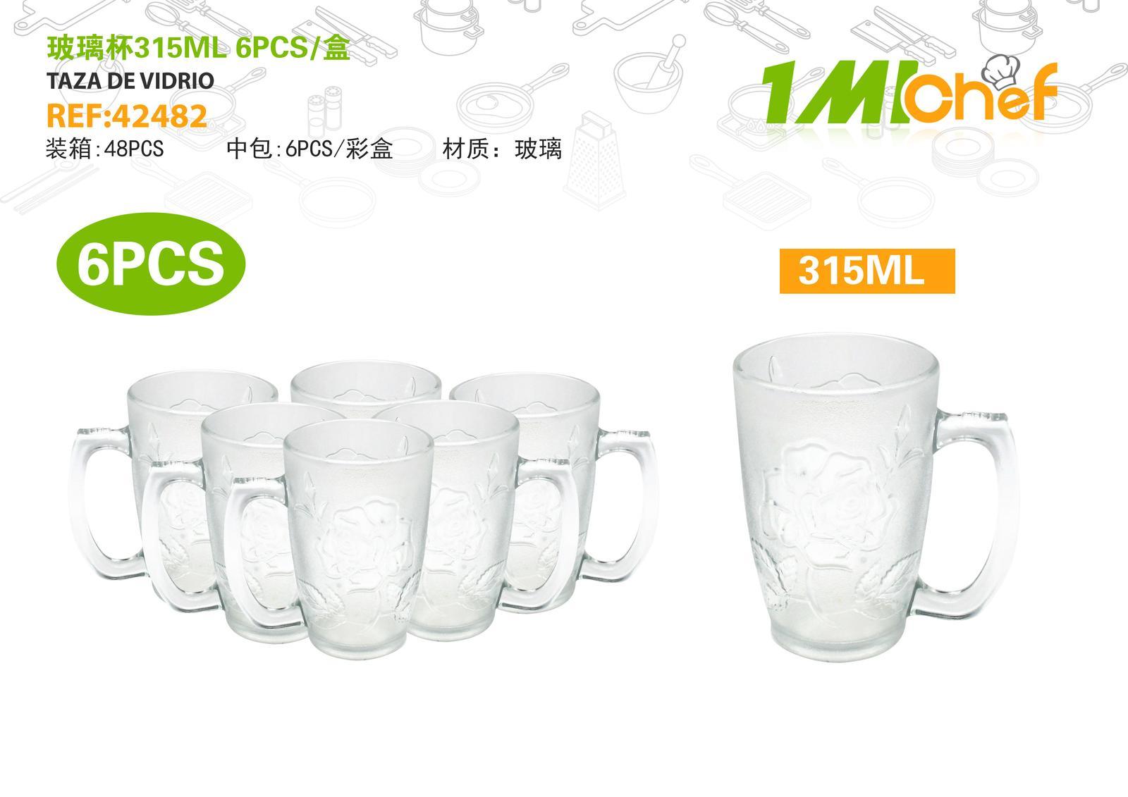 Vaso de vidrio, 315 ml, 6 piezas, ref. 42482