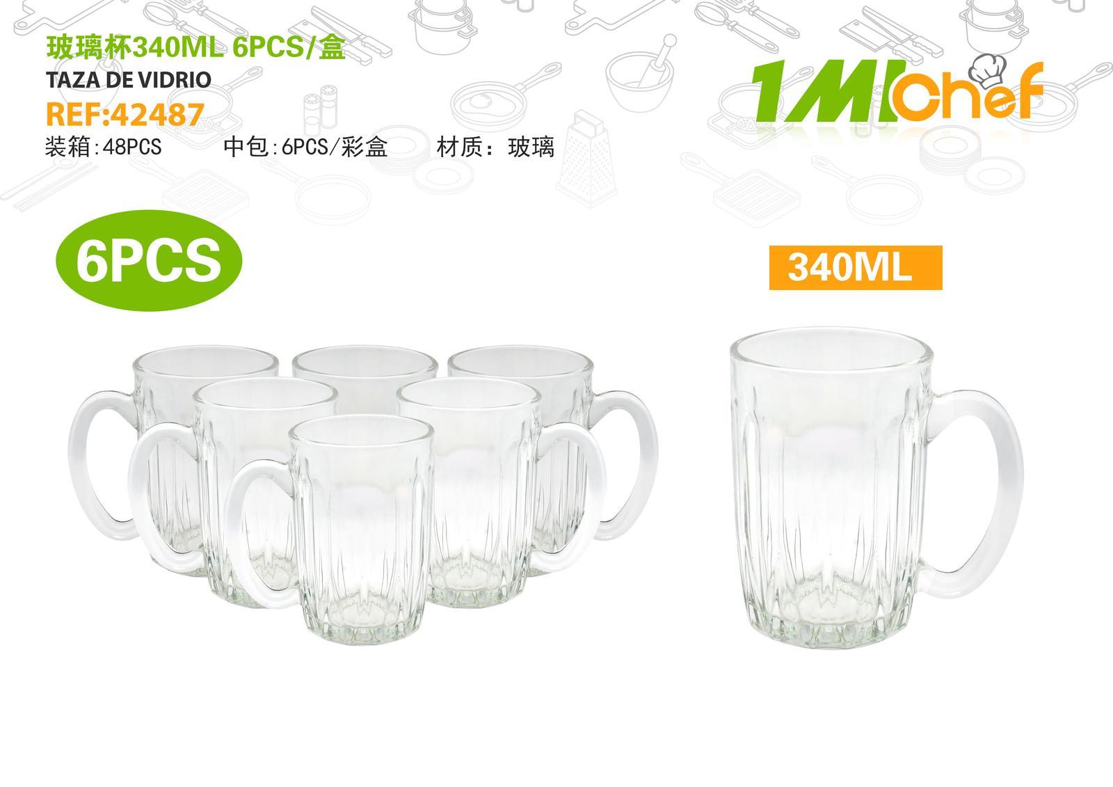 Vaso de vidrio, 340 ml, 6 piezas