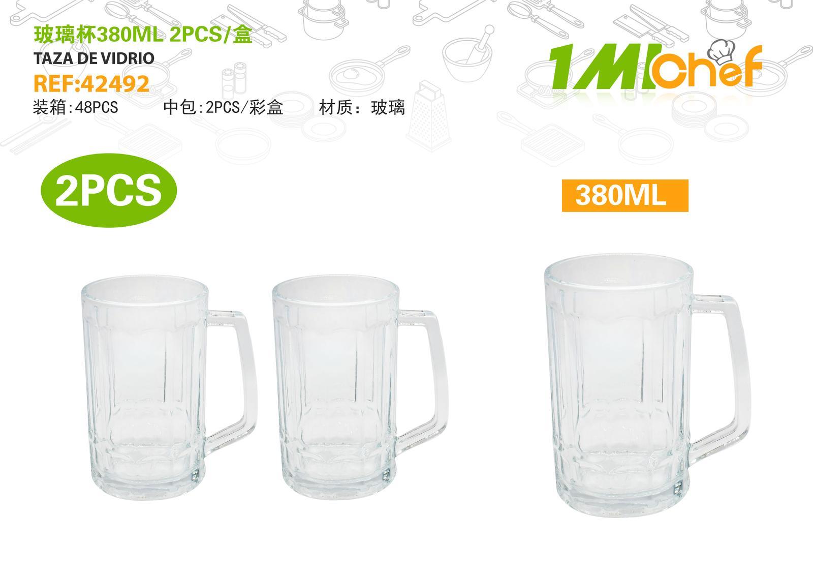 Vaso de vidrio, 380 ml, 2 piezas, ref. 42492