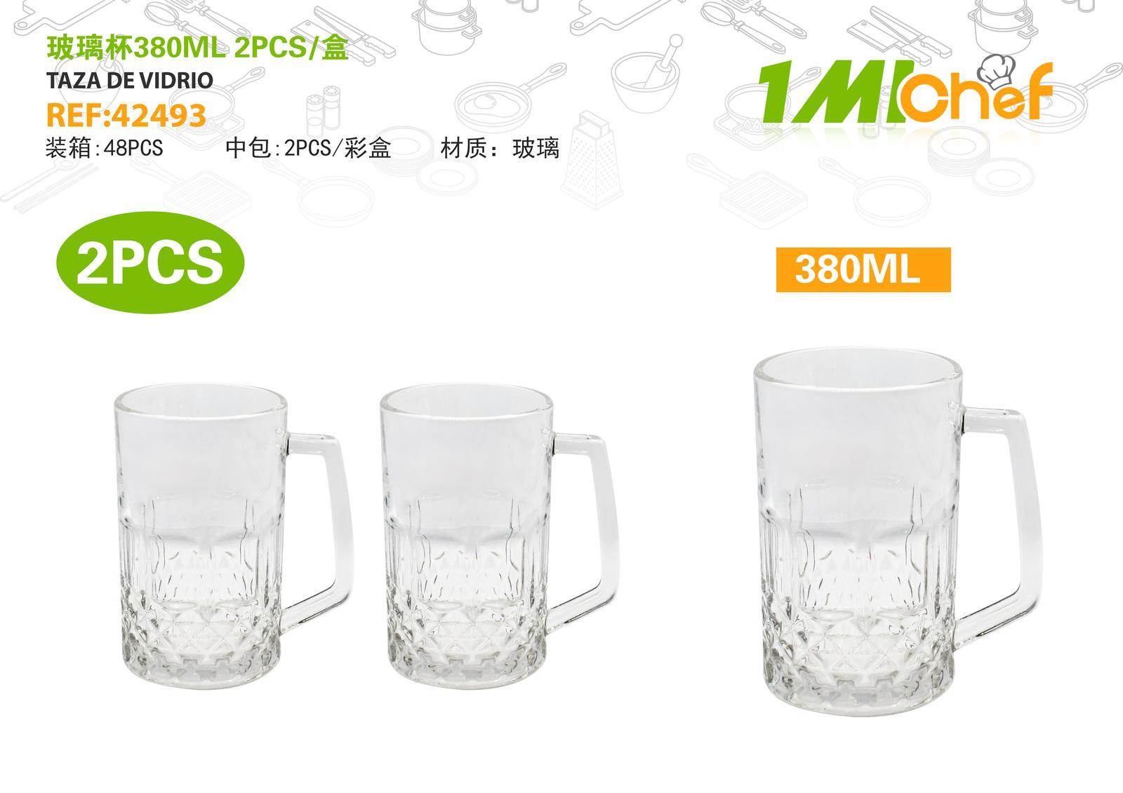 Vaso de vidrio, 380 ml, 2 piezas, ref. 42493