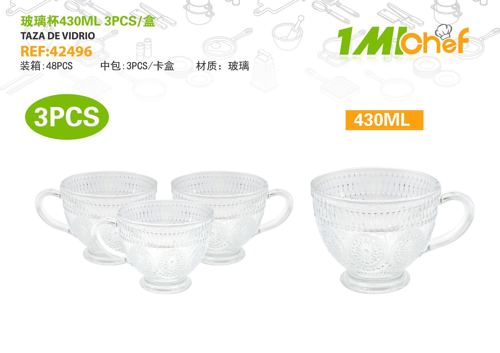 Vaso de vidrio, 430 ml, 3 piezas