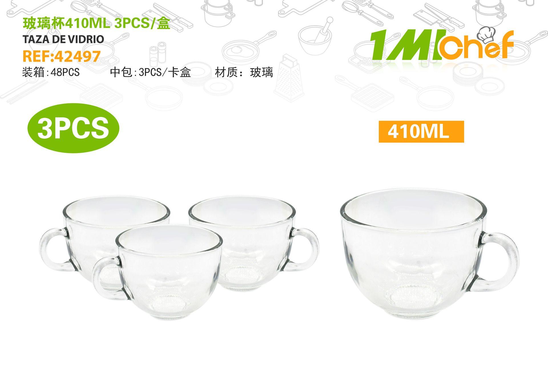 Vaso de vidrio, 410 ml, 3 piezas, ref. 42497
