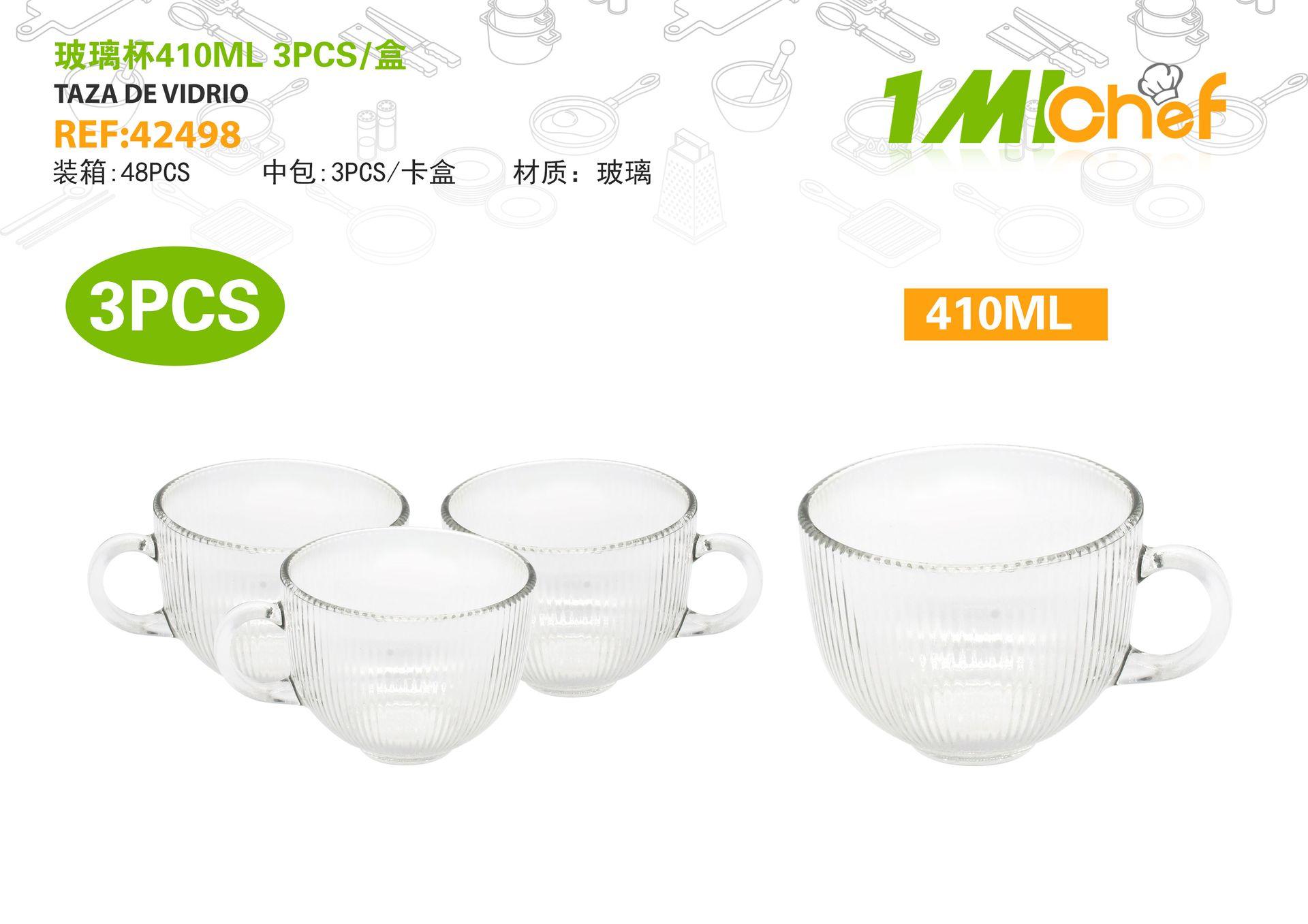 Vaso de vidrio, 410 ml, 3 piezas, ref. 42498