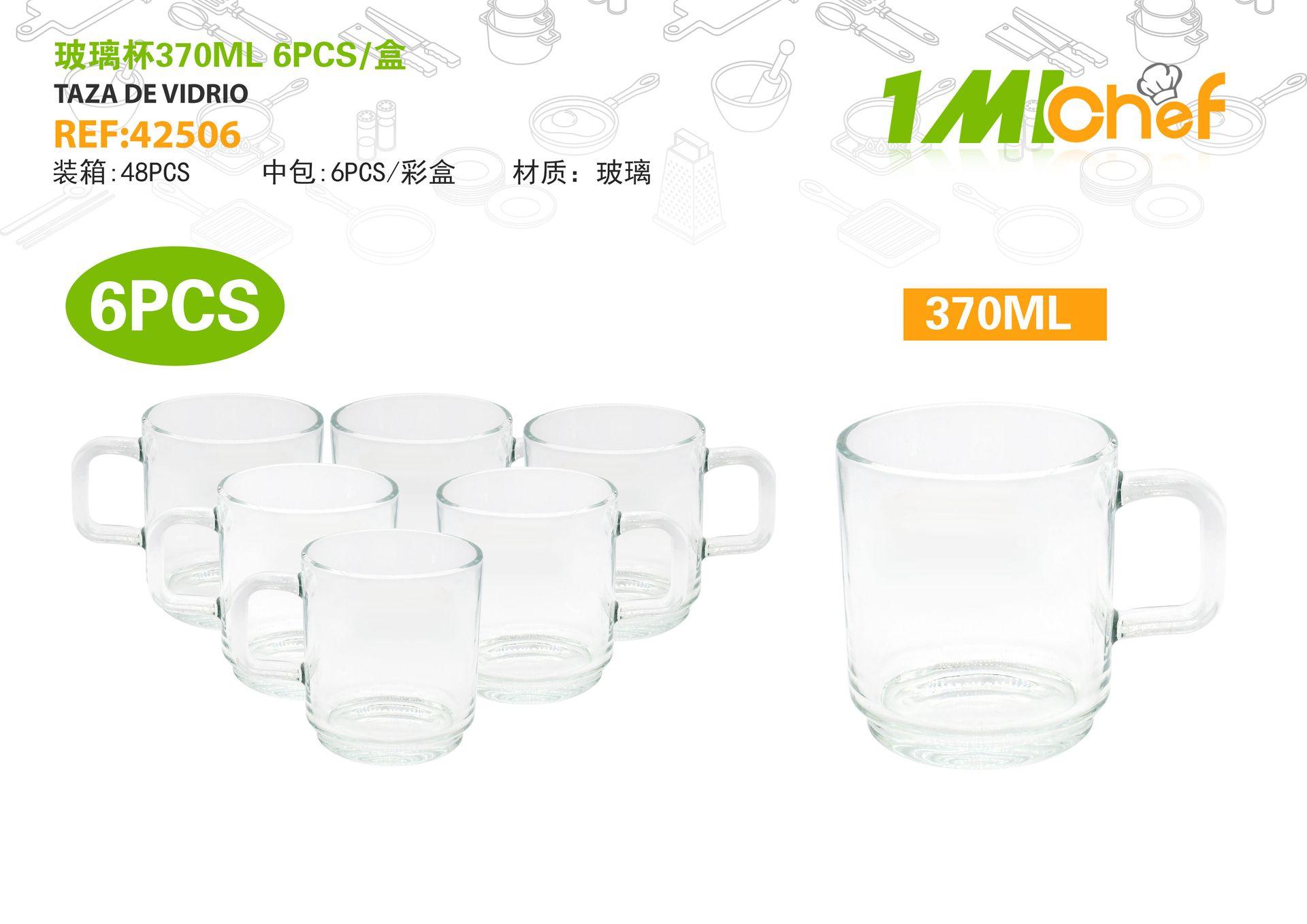Vaso de vidrio, 370 ml, 6 piezas, ref. 42506