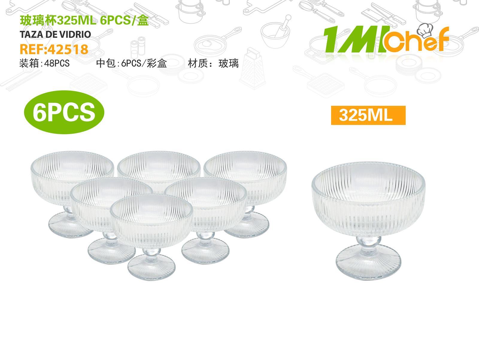 Vaso de vidrio, 325 ml, 6 piezas