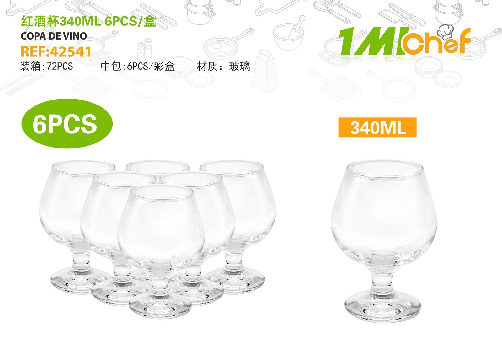 Accesorios para vino, 340 ml, 6 piezas, color rojo, ref. 42541