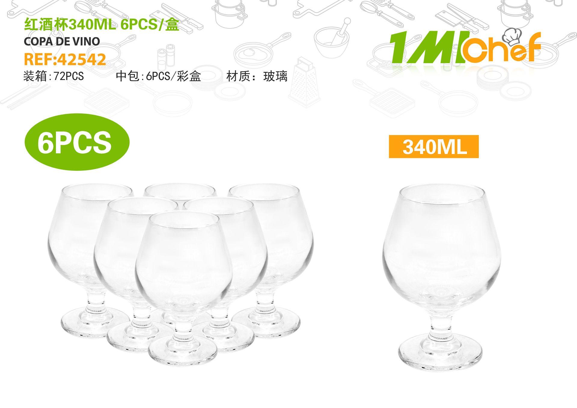 Accesorios para vino, 340 ml, 6 piezas, color rojo, ref. 42542