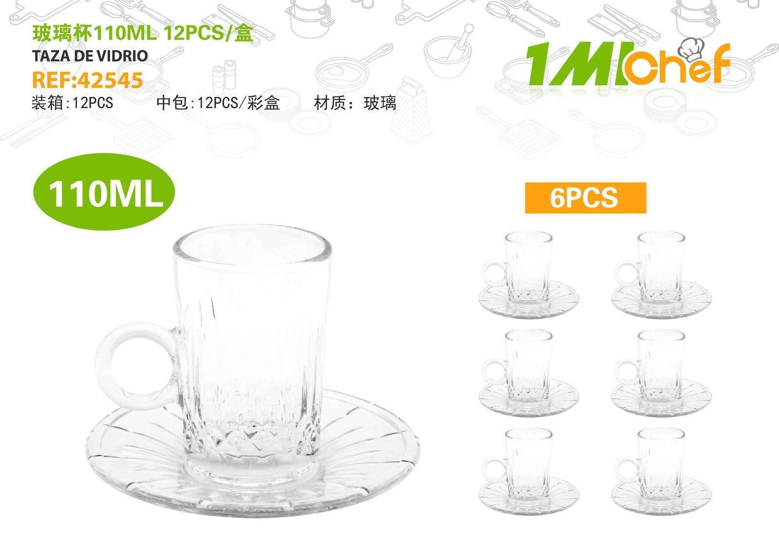 Vaso de vidrio, 110 ml, 12 piezas, ref. 42545
