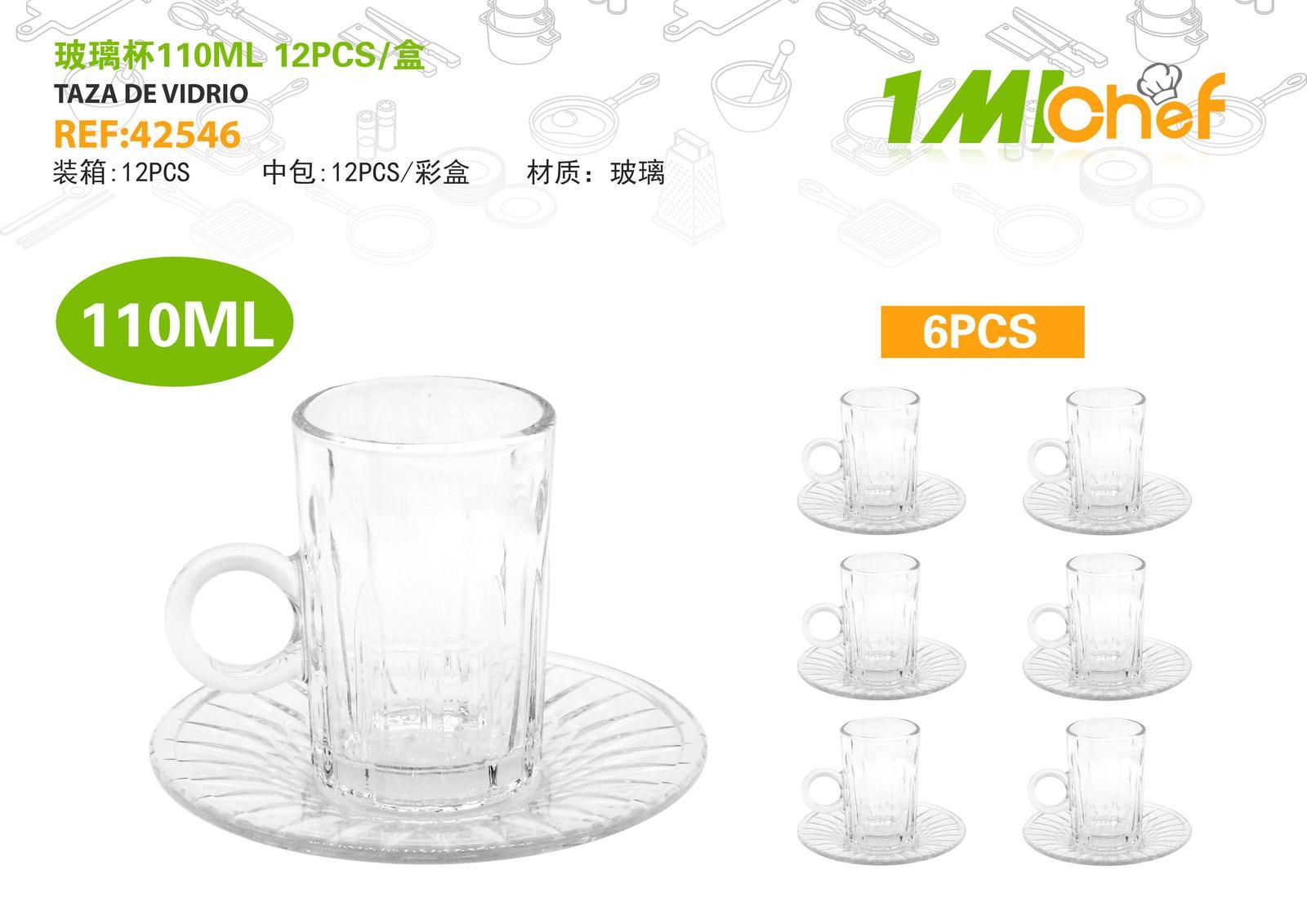 Vaso de vidrio, 110 ml, 12 piezas, ref. 42546