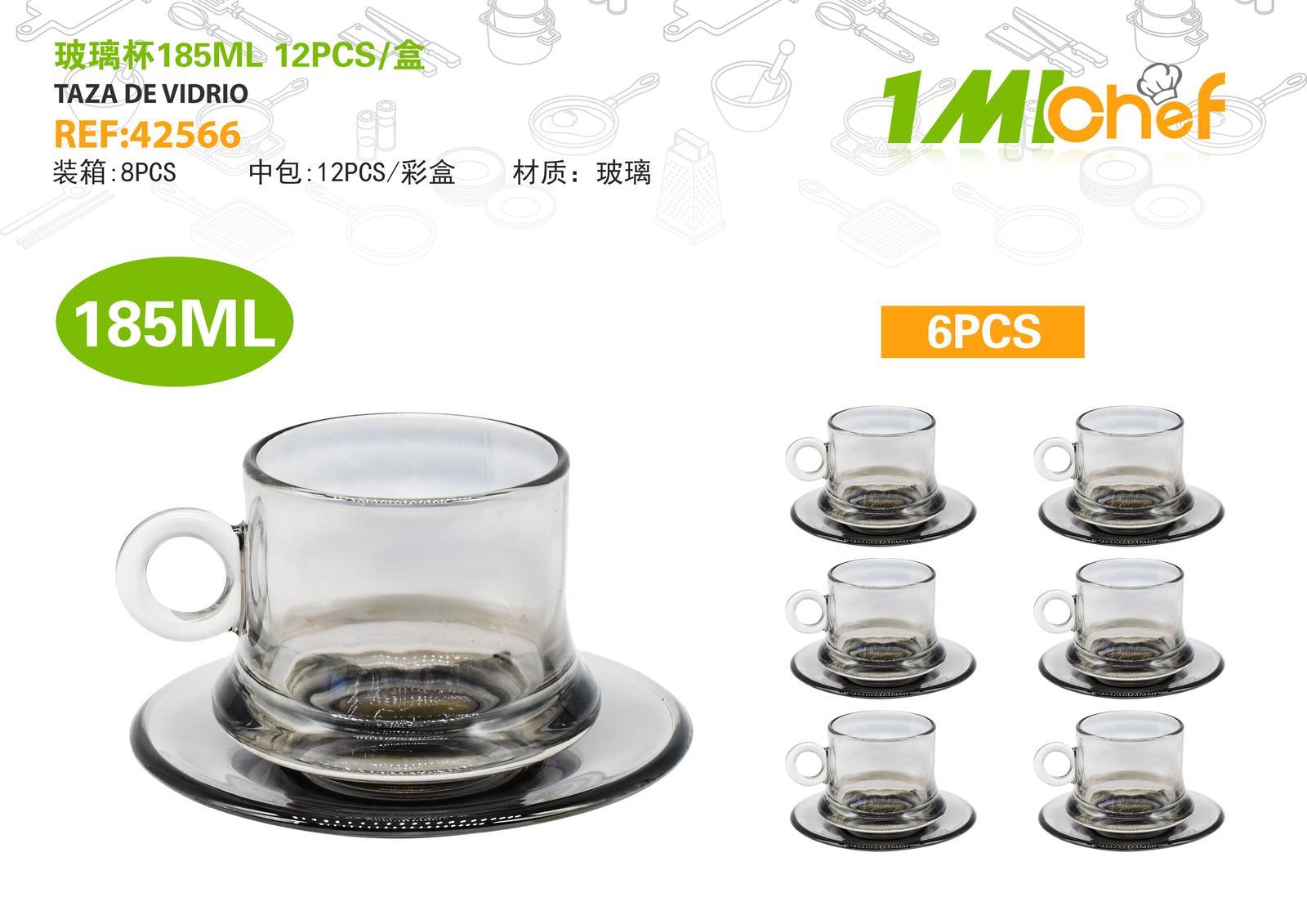 Vaso de vidrio, 185 ml, 12 piezas, ref. 42566