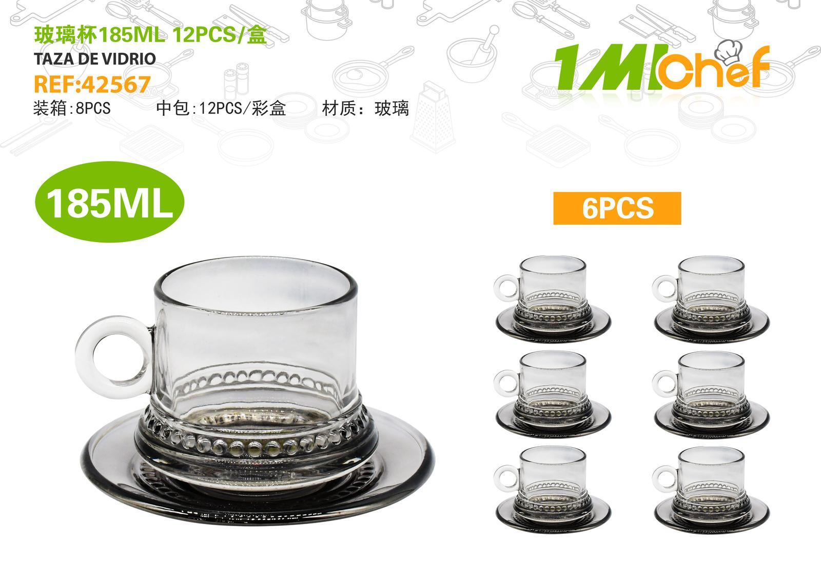 Vaso de vidrio, 185 ml, 12 piezas, ref. 42567