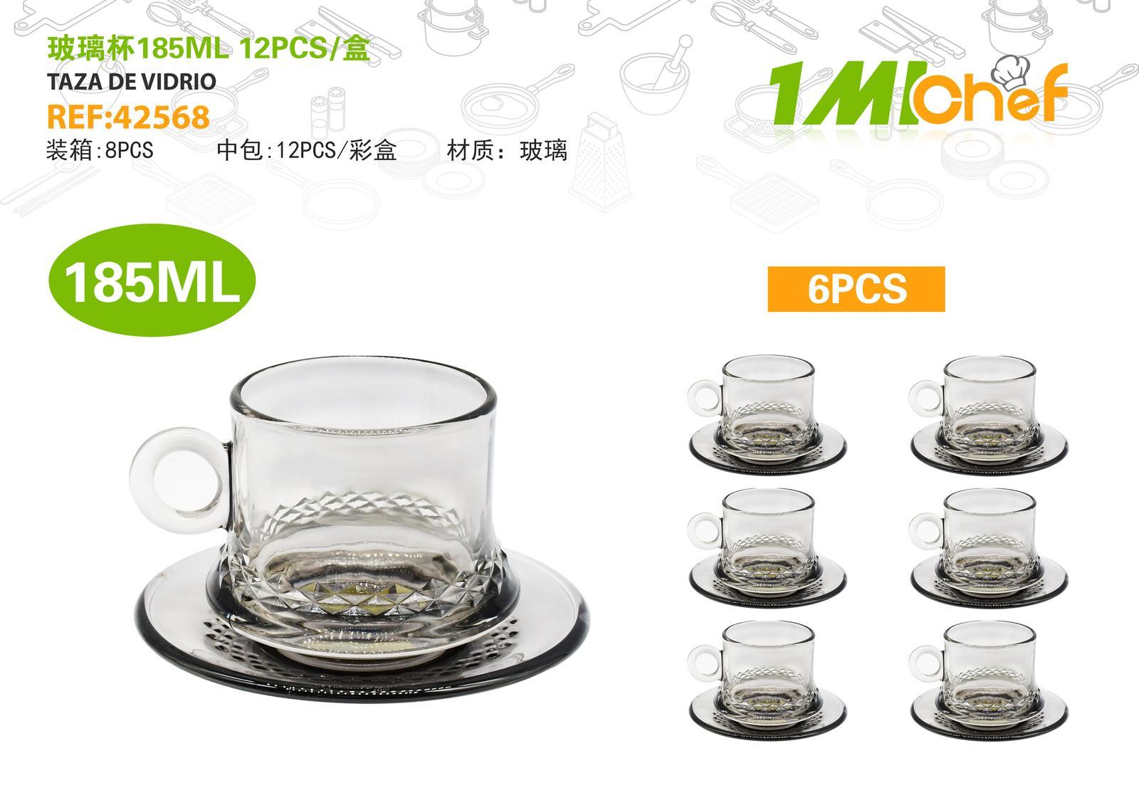 Vaso de vidrio, 185 ml, 12 piezas, ref. 42568