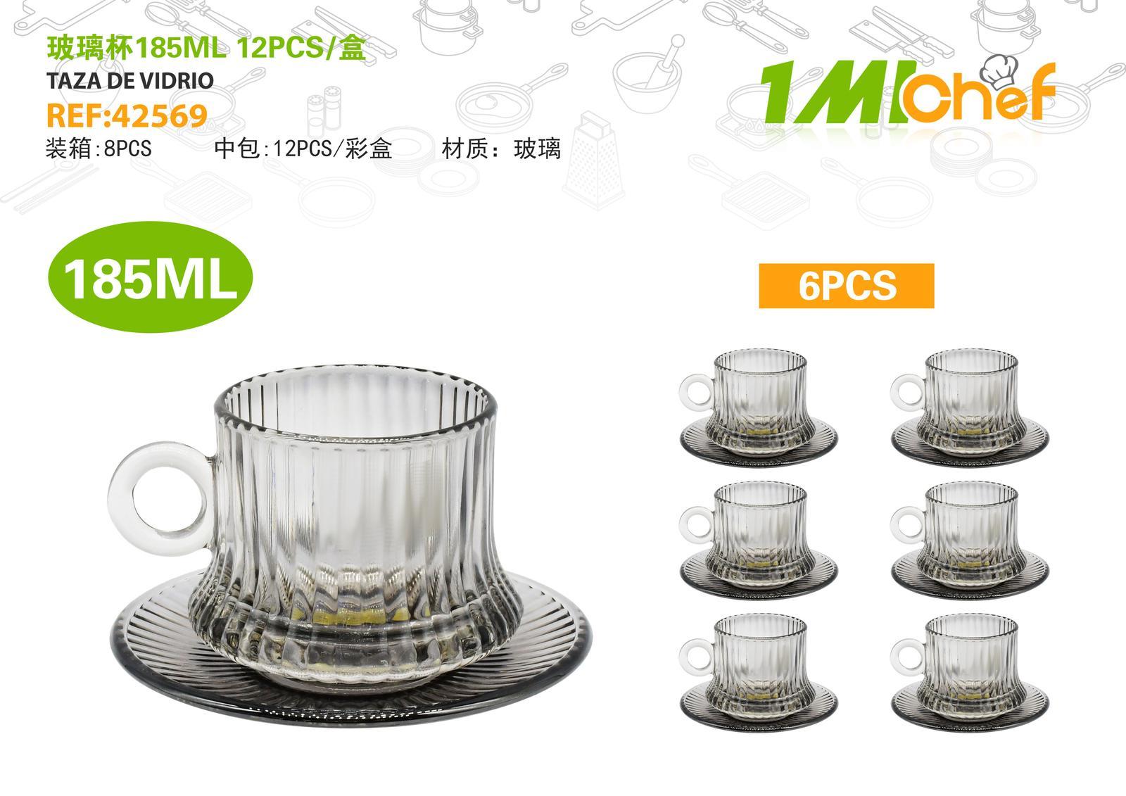 Vaso de vidrio, 185 ml, 12 piezas, ref. 42569