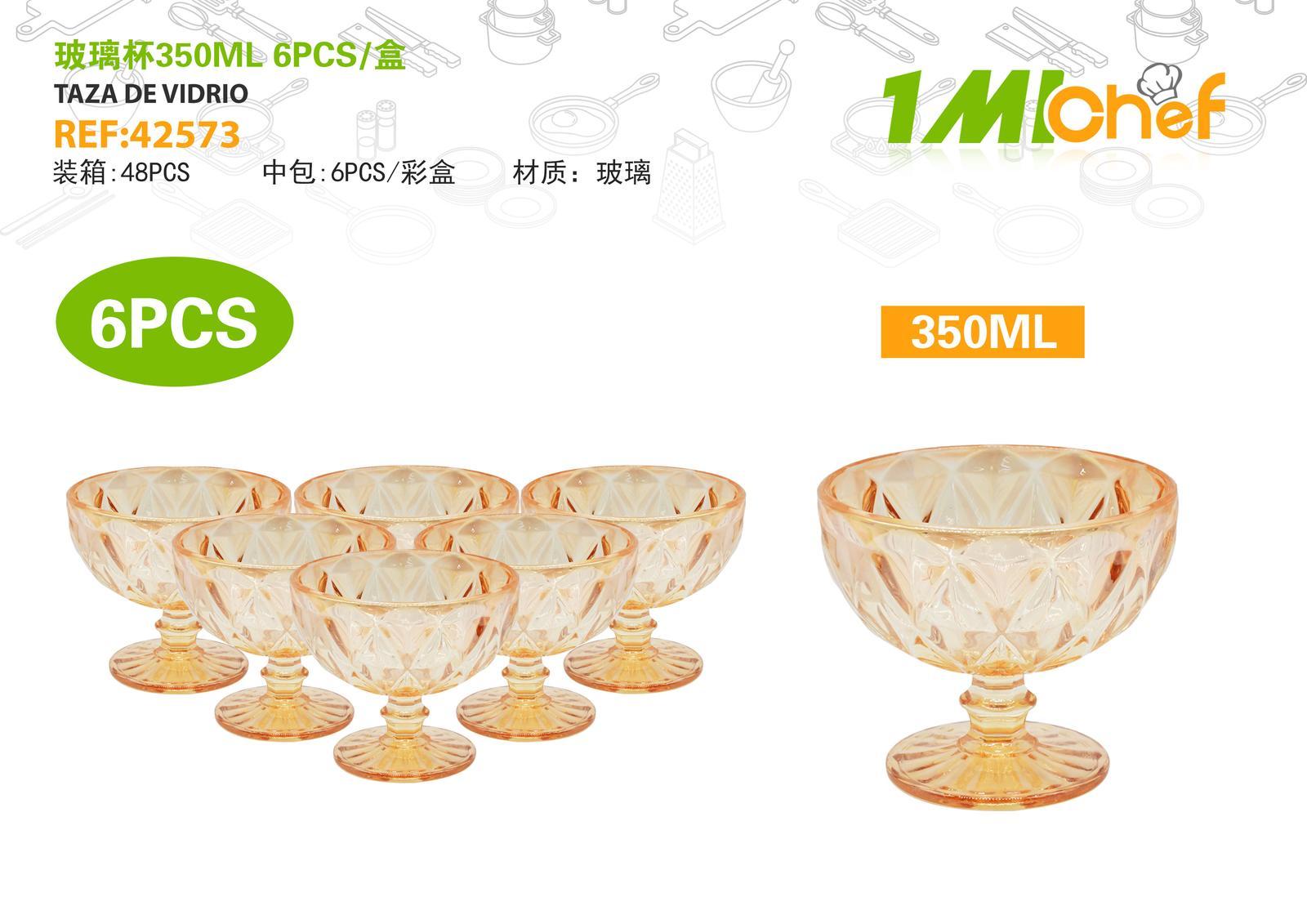 Vaso de vidrio, 350 ml, 6 piezas, ref. 42573