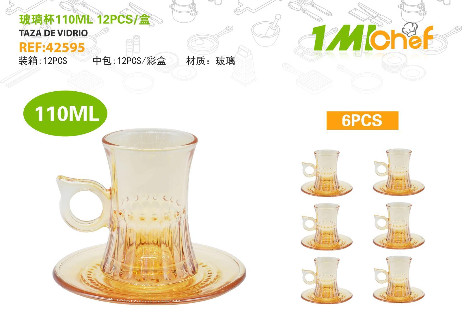 Vaso de vidrio, 110 ml, 12 piezas, ref. 42595