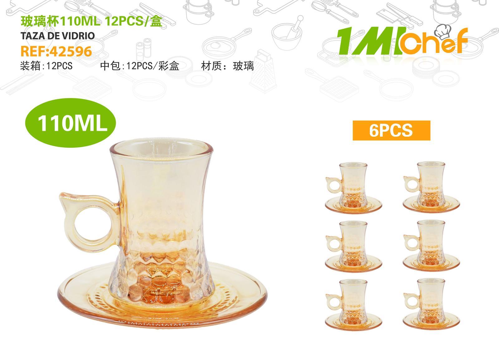 Vaso de vidrio, 110 ml, 12 piezas, ref. 42596