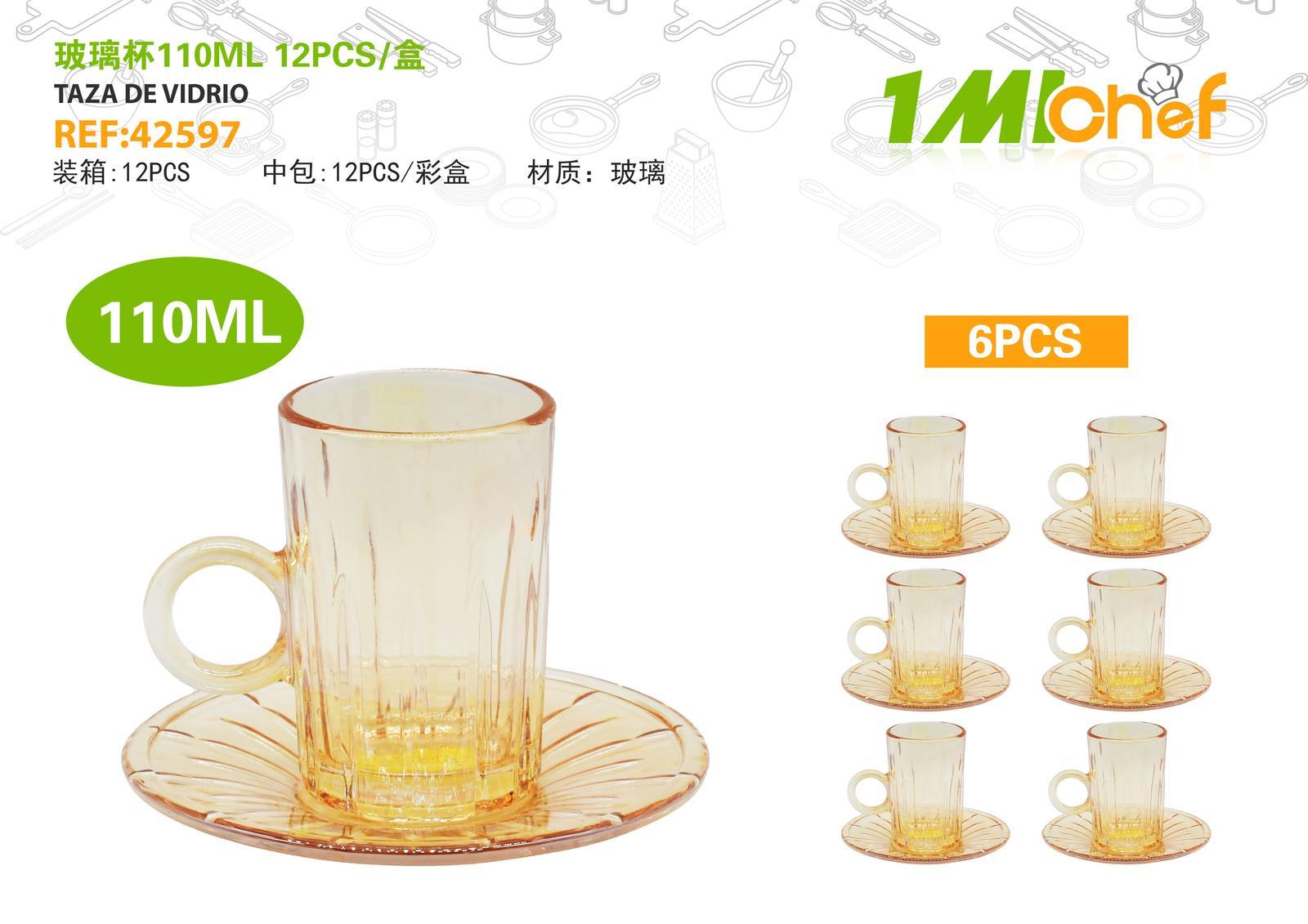 Vaso de vidrio, 110 ml, 12 piezas, ref. 42597