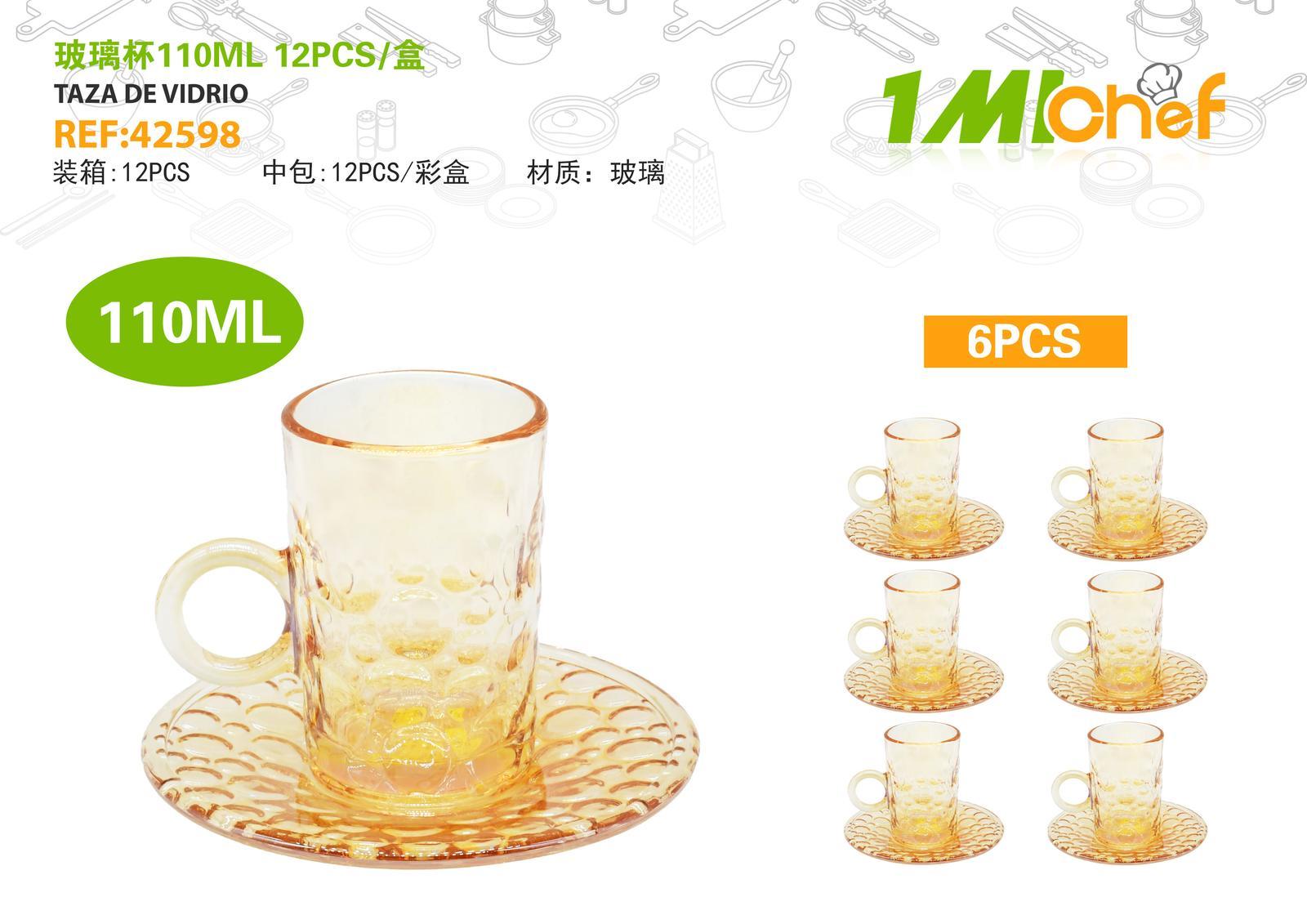 Vaso de vidrio, 110 ml, 12 piezas, ref. 42598
