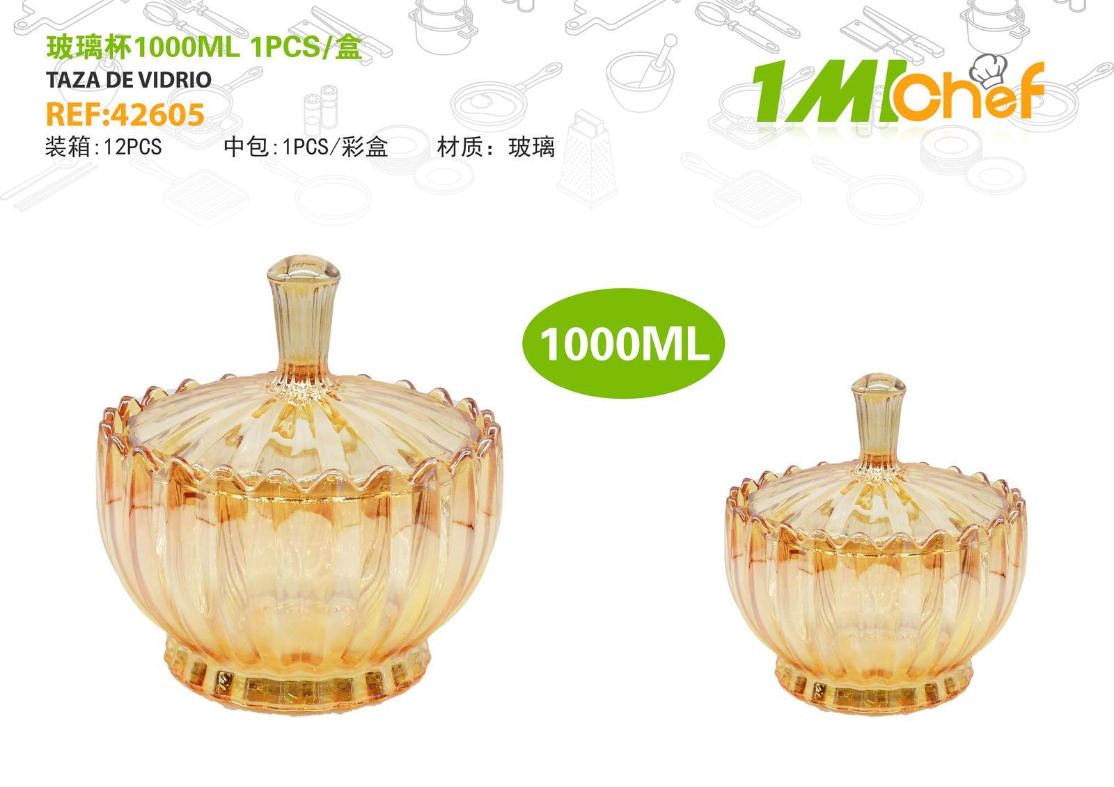 Vaso de vidrio, 1000 ml, 1 pieza, ref. 42605