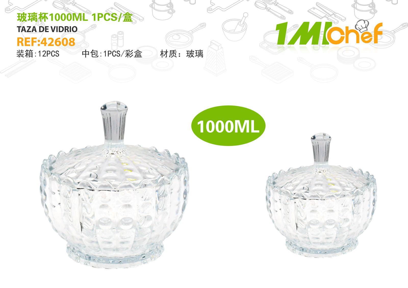 Vaso de vidrio, 1000 ml, 1 pieza, ref. 42608