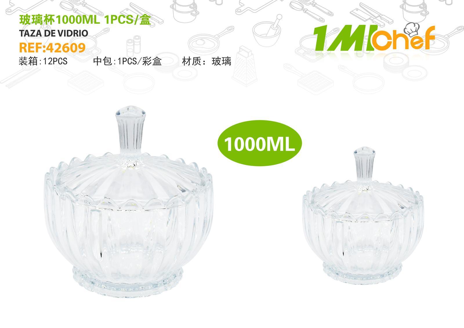 Vaso de vidrio, 1000 ml, 1 pieza, ref. 42609