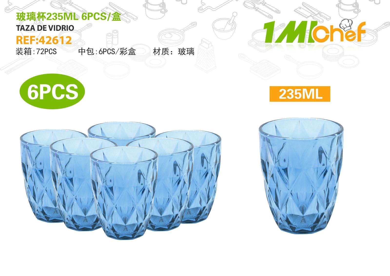 Vaso de vidrio, 235 ml, 6 piezas, ref. 42612