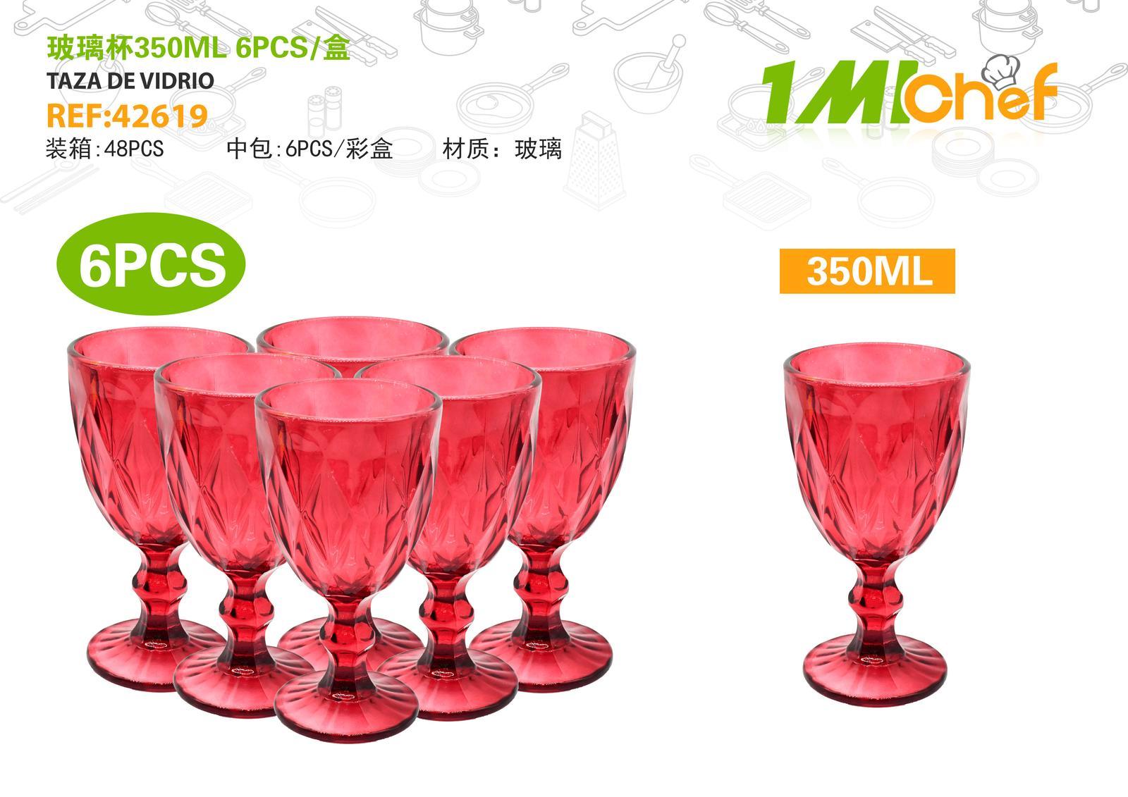 Vaso de vidrio, 350 ml, 6 piezas, ref. 42619